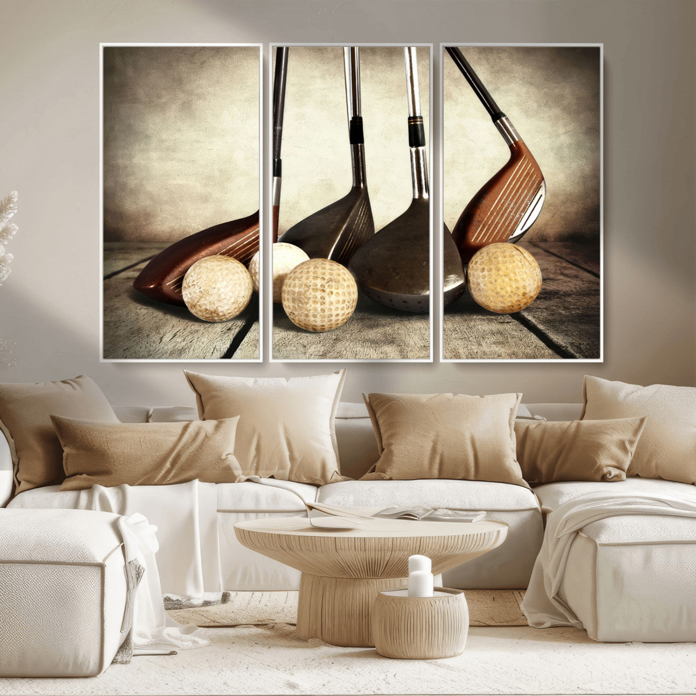 MGV-FC-48X32-3P - Vintage Golf Ball Art | Golf Decor for Man Cave or Office | Ready to Hang and Framed