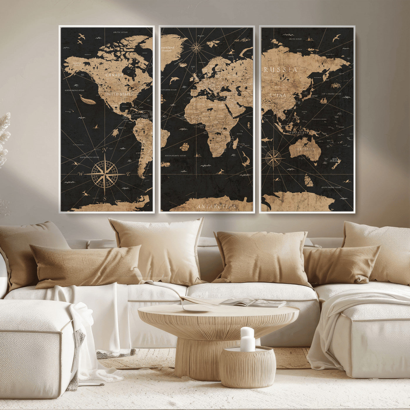 61023-MGV-CV-36X24-World Map Canvas Print – Framed Wall Art for Home Decor