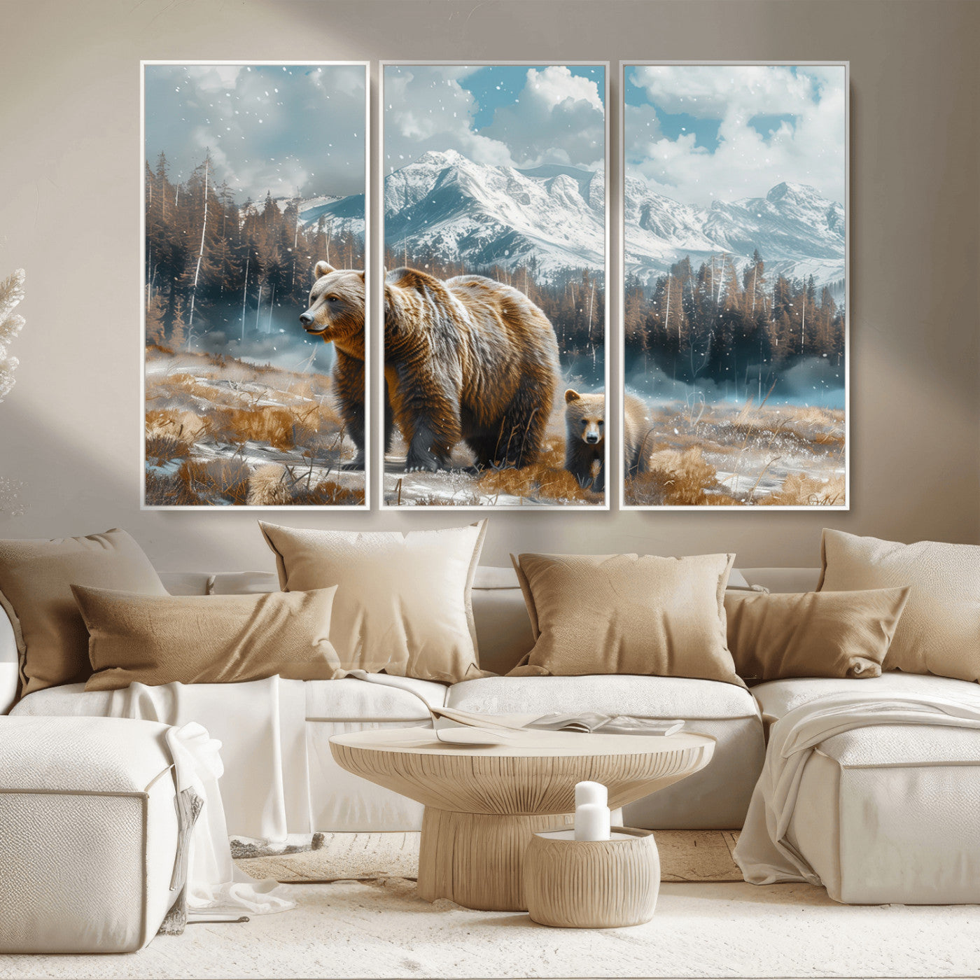 MGV-FC-48X32-3P - Bear and Baby Bear Wall Art Canvas Print