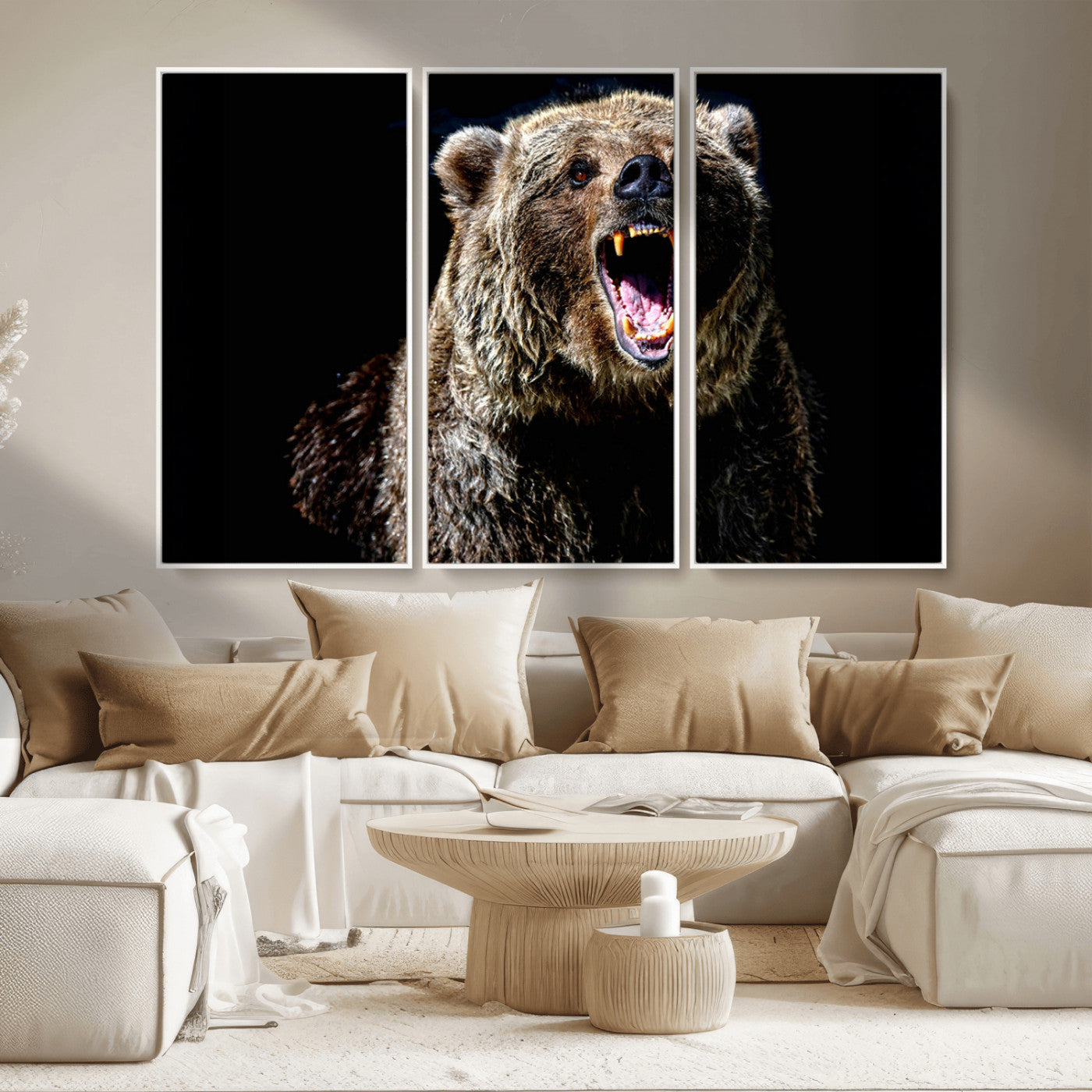 MGV-FC-48X32-3P - Grizzly Bear Canvas Print | Wildlife Wall Art for Cabin Decor | Ready to Hang Framed