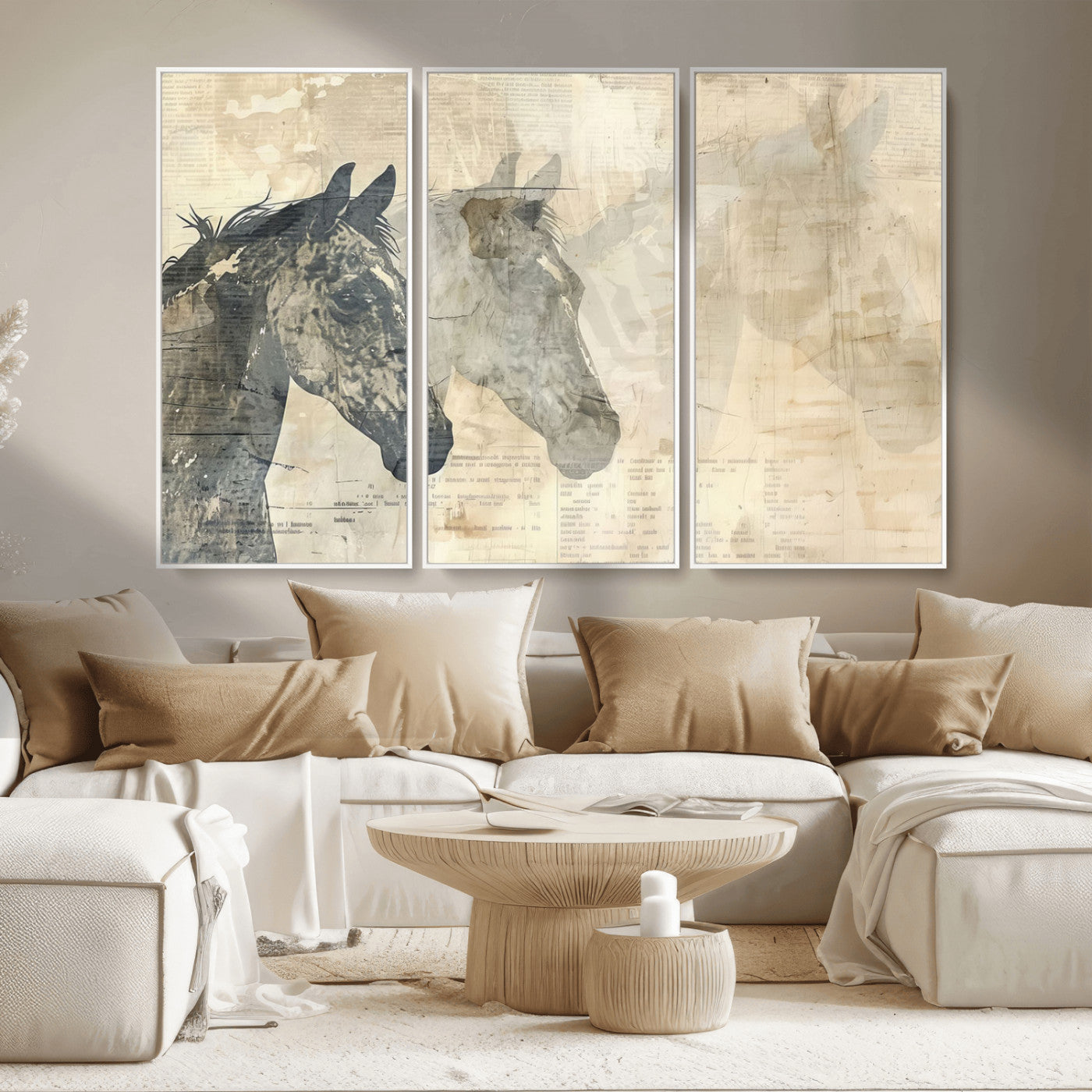 MGV-FC-48X32-3P - Abstract Horse Canvas Print | Modern Farmhouse Wall Art | Ready to Hang Framed