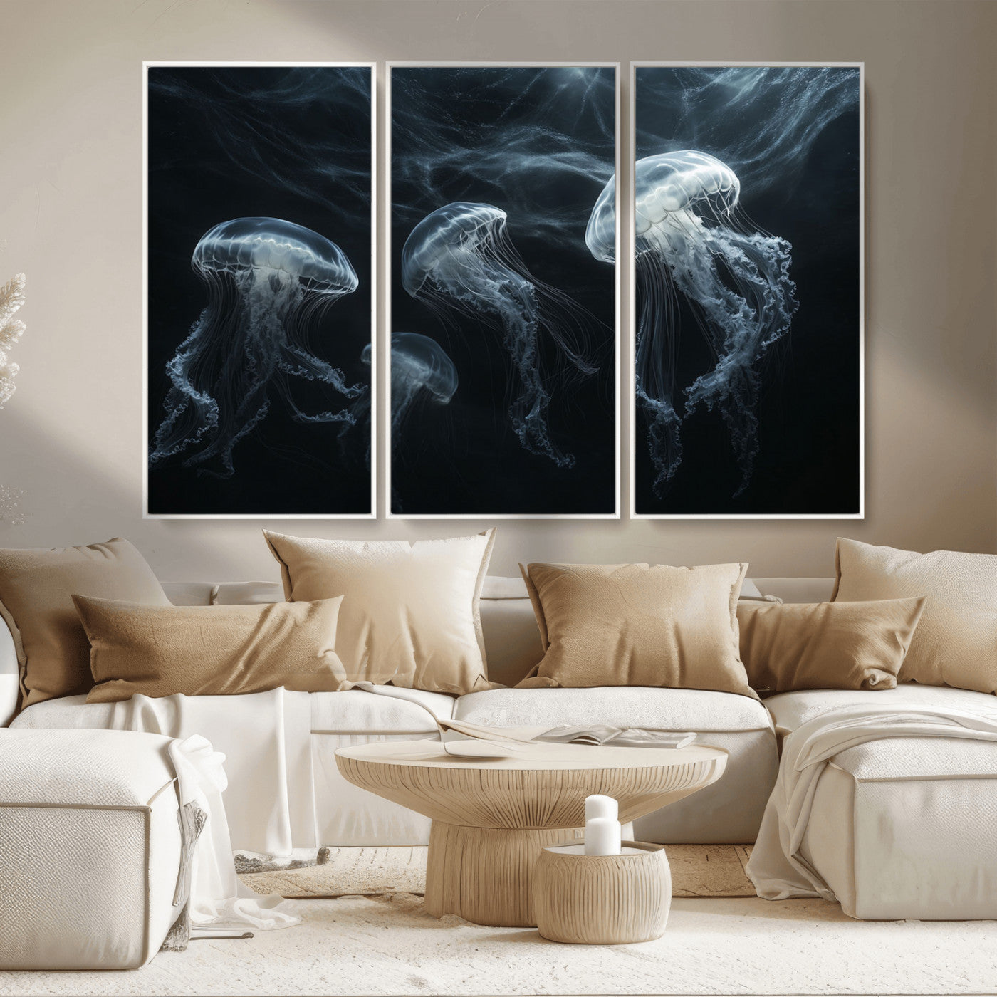 MGV-FC-48X32-3P - Jellyfish Wall Art Canvas Print, Elegant Wall Decor
