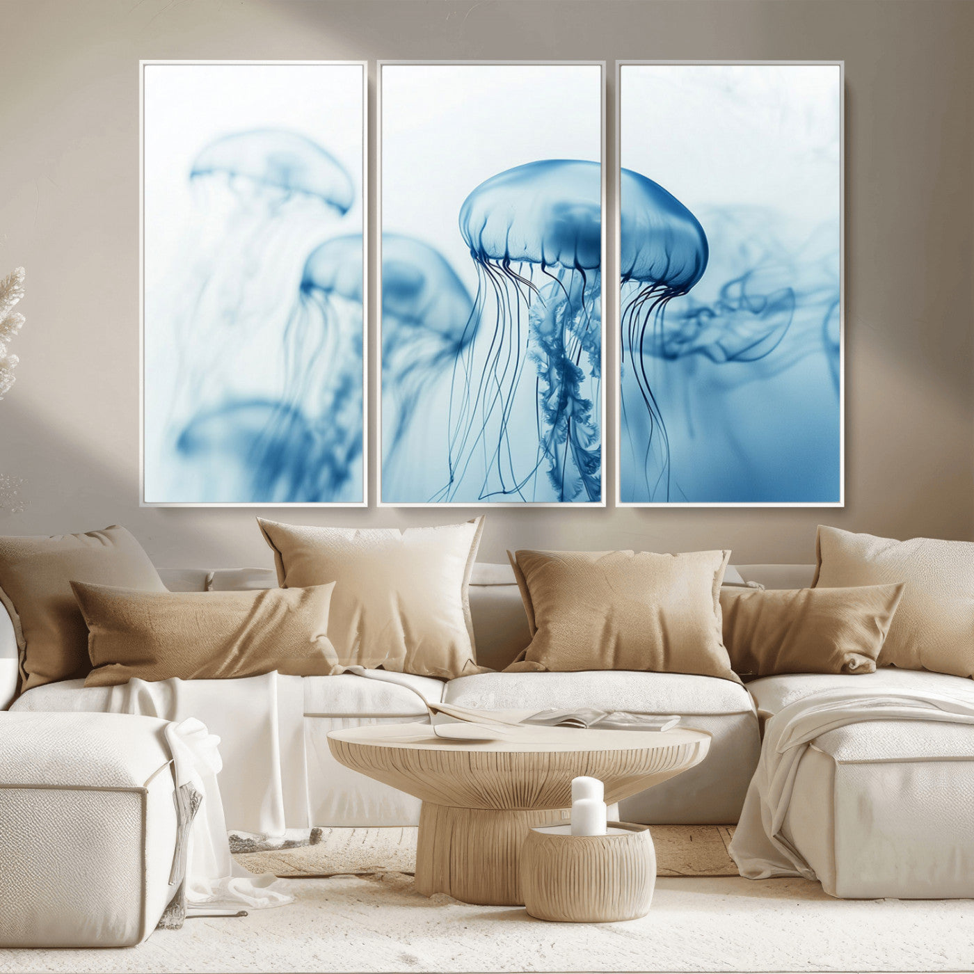 MGV-FC-48X32-3P - Blue Jellyfish Wall Art Canvas Print