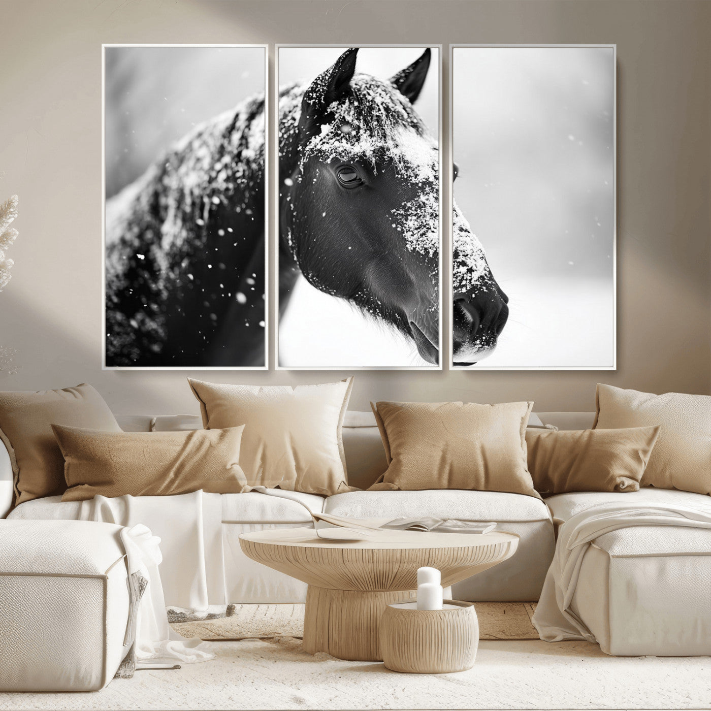 MGV-FC-48X32-3P - Horse Canvas Print - Winter Horse Snow Wall Art Canvas Print