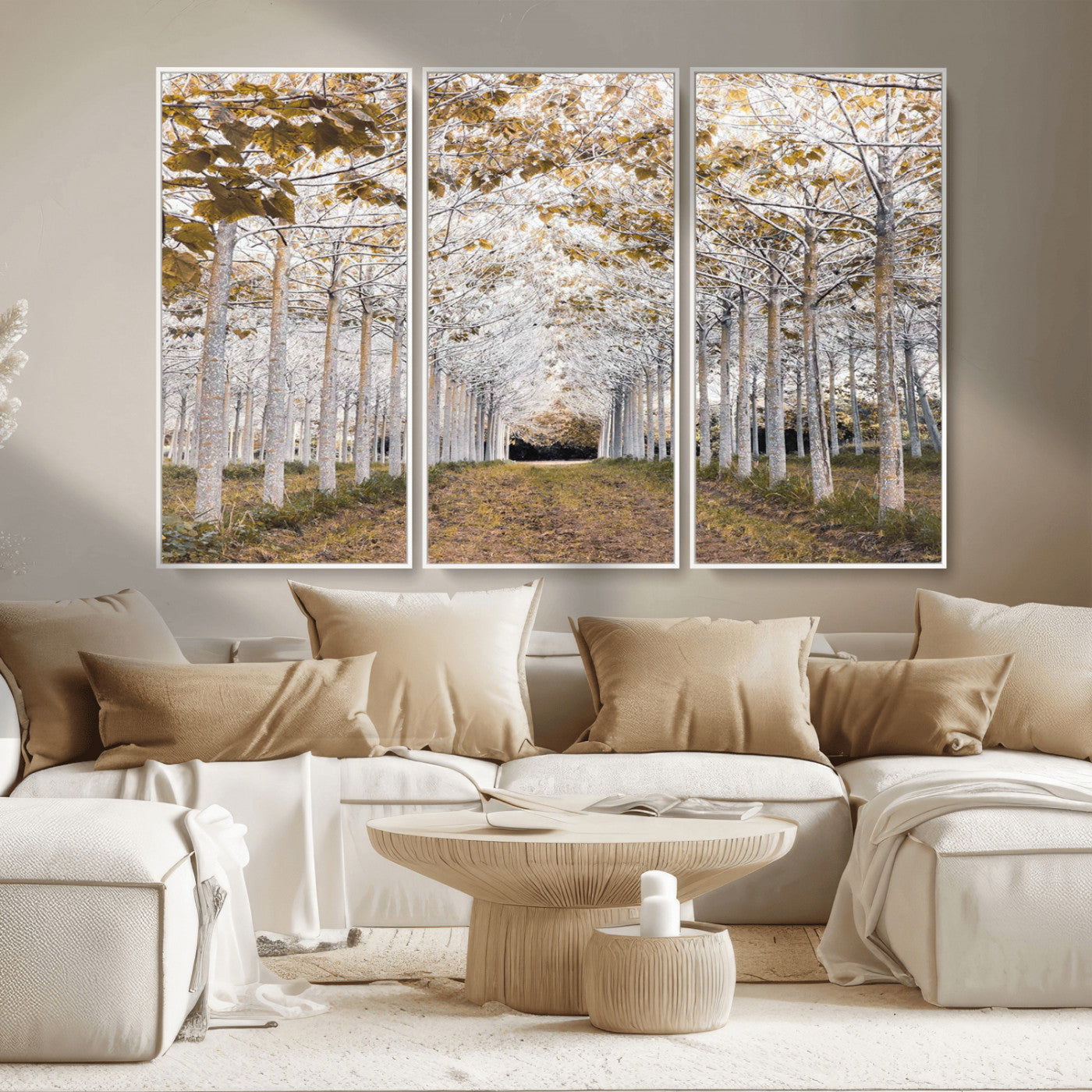 MGV-FC-48X32-3P - Forest Grove Wall Art | Serene Pathway Canvas Print | Ready to Hang and Framed Nature Wall Decor for