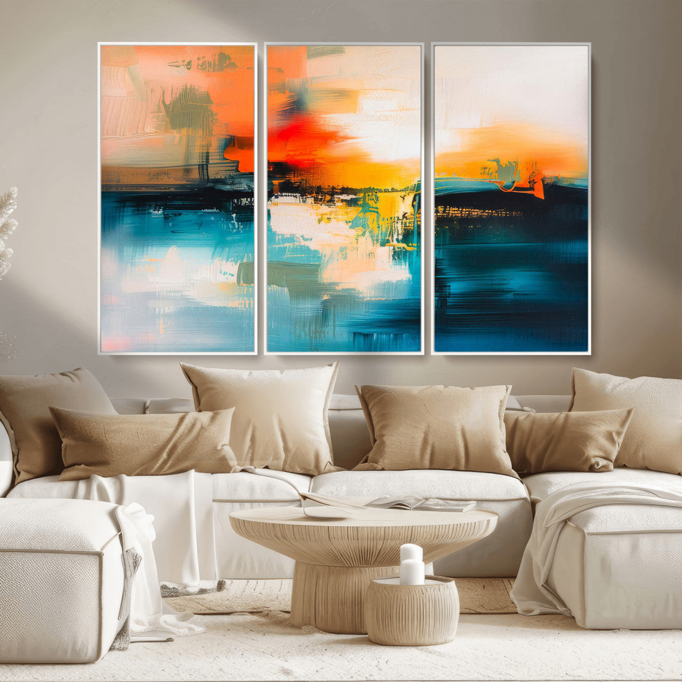 MGV-FC-48X32-3P - Colorful Abstract Wall Art | Bold Modern Canvas Print | Ready to Hang and Framed for Living Room or