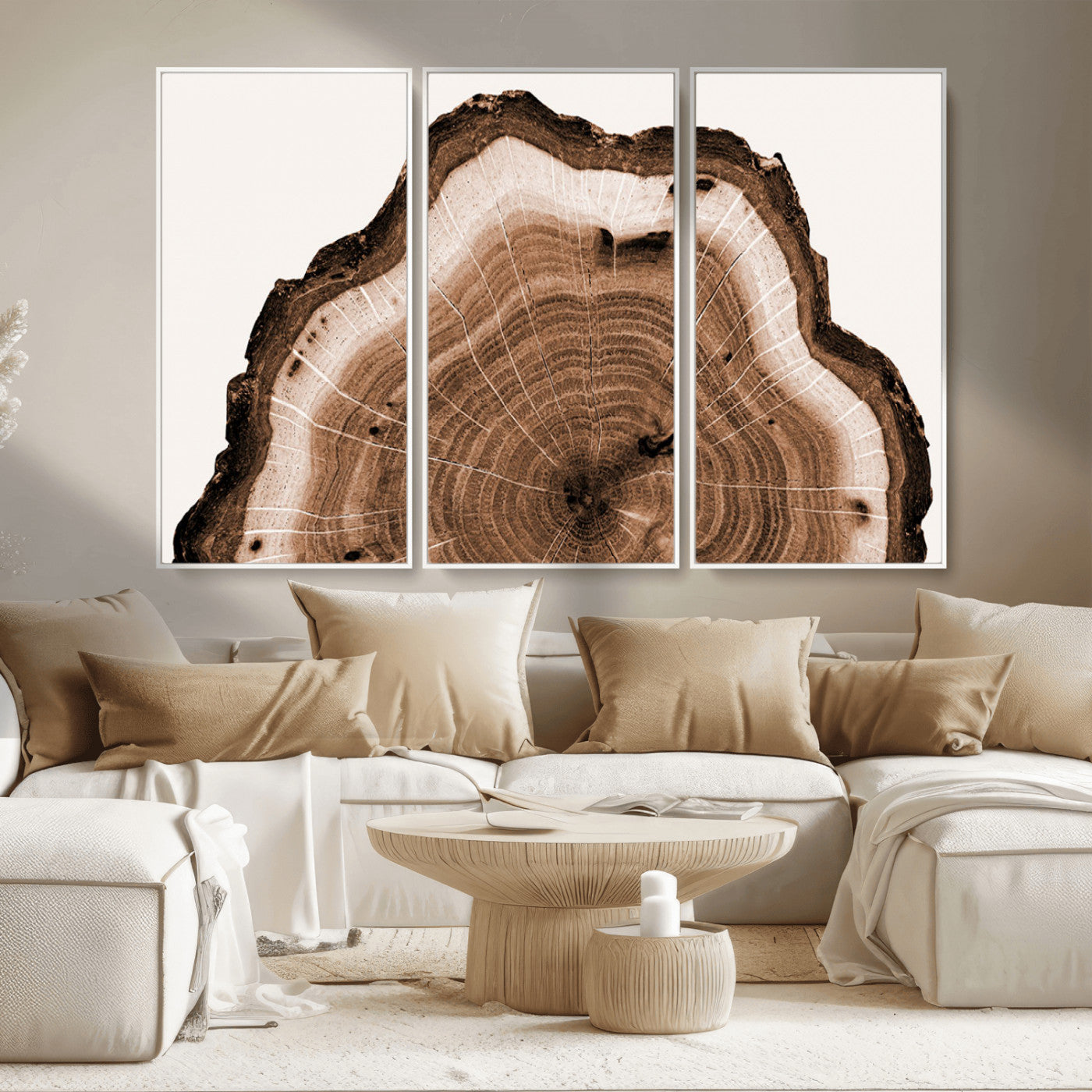 45195-MGV-CV-36X24-Rustic Wood Rings Wall Art | Nature-Inspired Tree Ring Canvas Print | Ready to Hang and Framed for