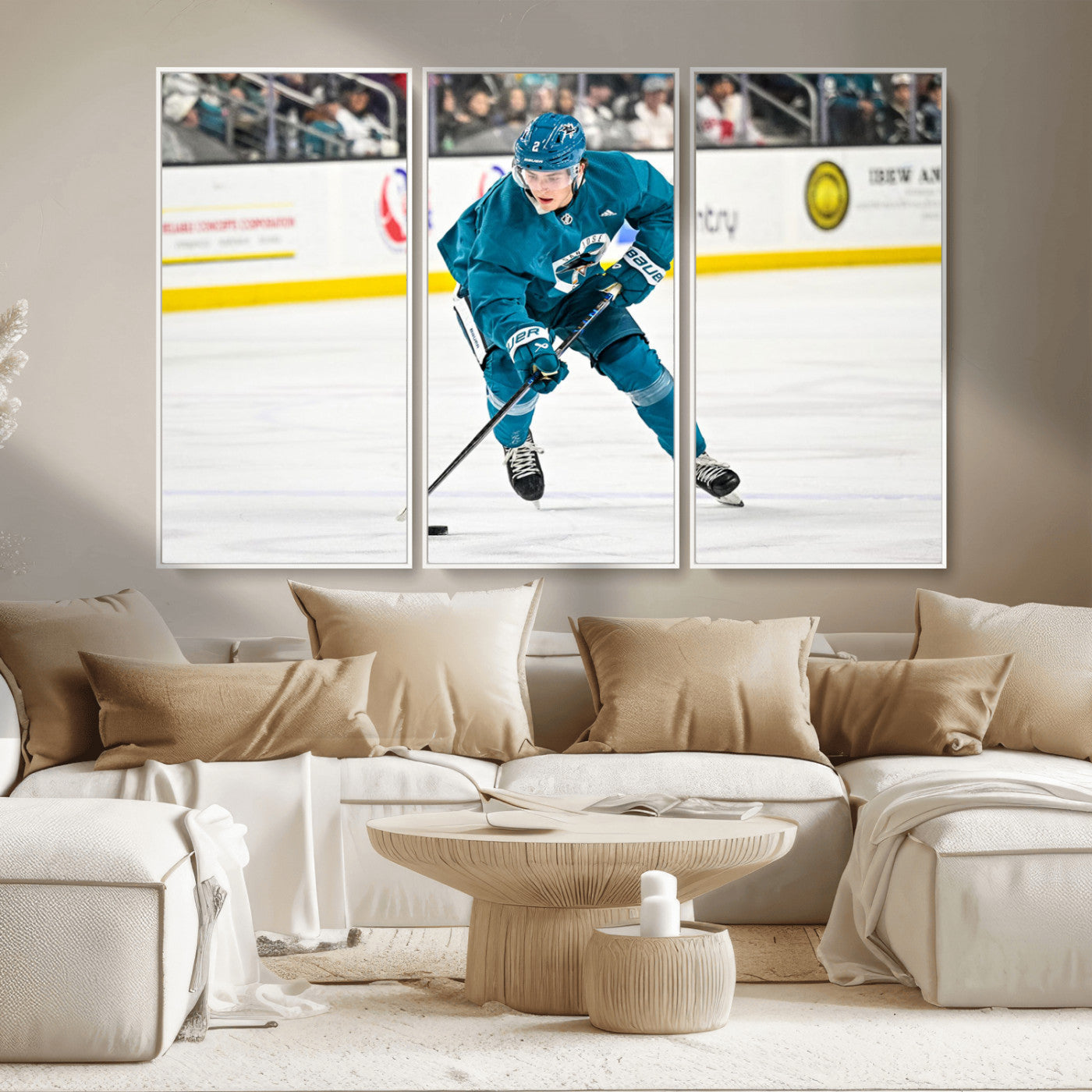 MGV-FC-48X32-3P - San Jose Sharks Ice Hockey Player Wall Art Canvas Print