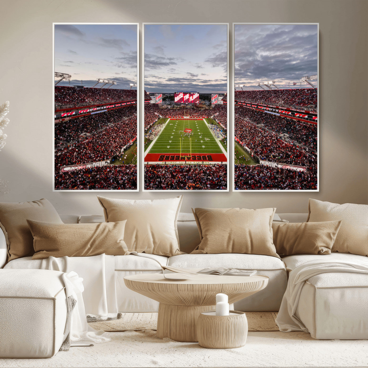 MGV-FC-48X32-3P - Florida Tampa Raymond James Stadium Wall Art Canvas Print - NFL Football Stadium Print Canvas