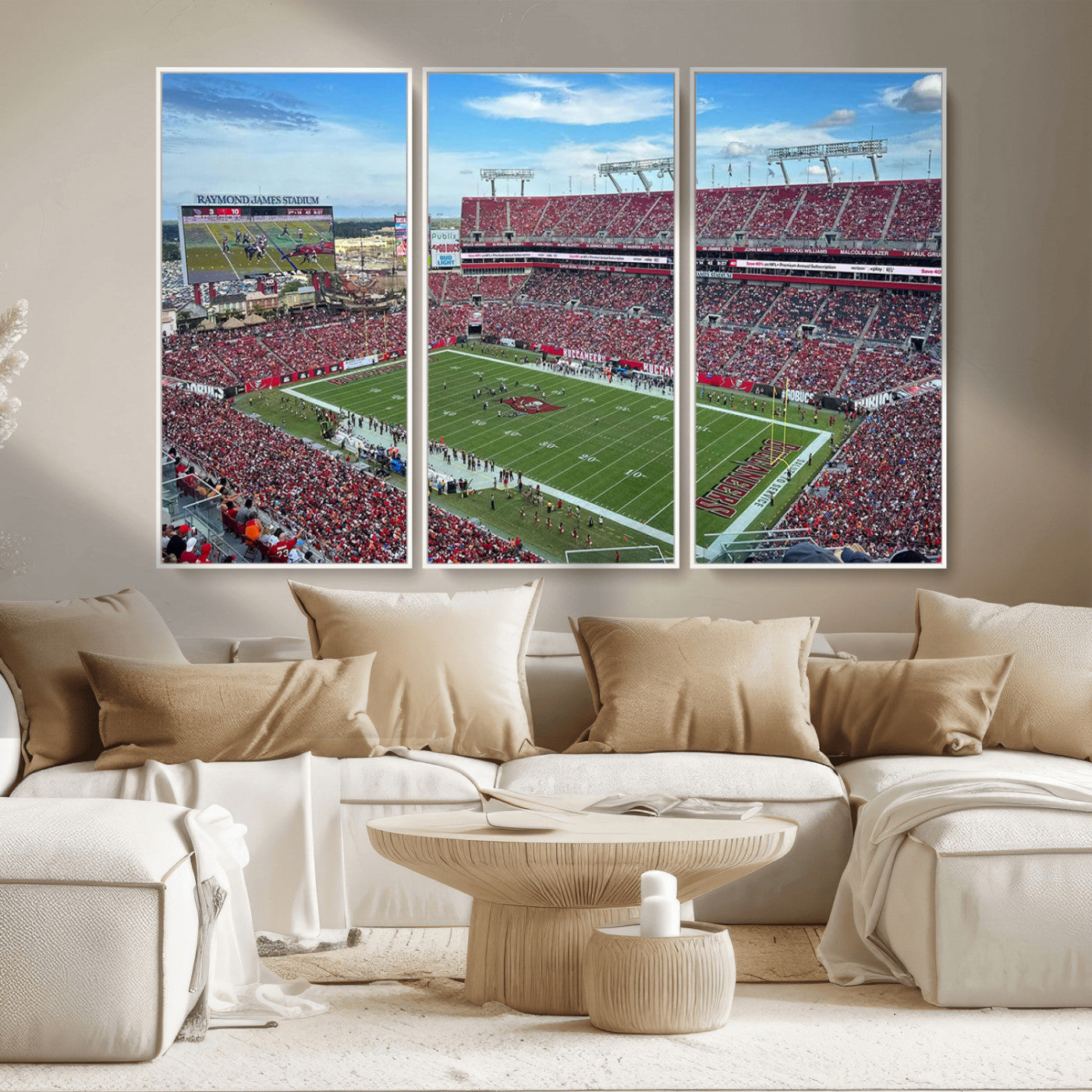 MGV-FC-48X32-3P - Florida Tampa Raymond James Stadium Wall Art Canvas Print - NFL Football Stadium Print Canvas
