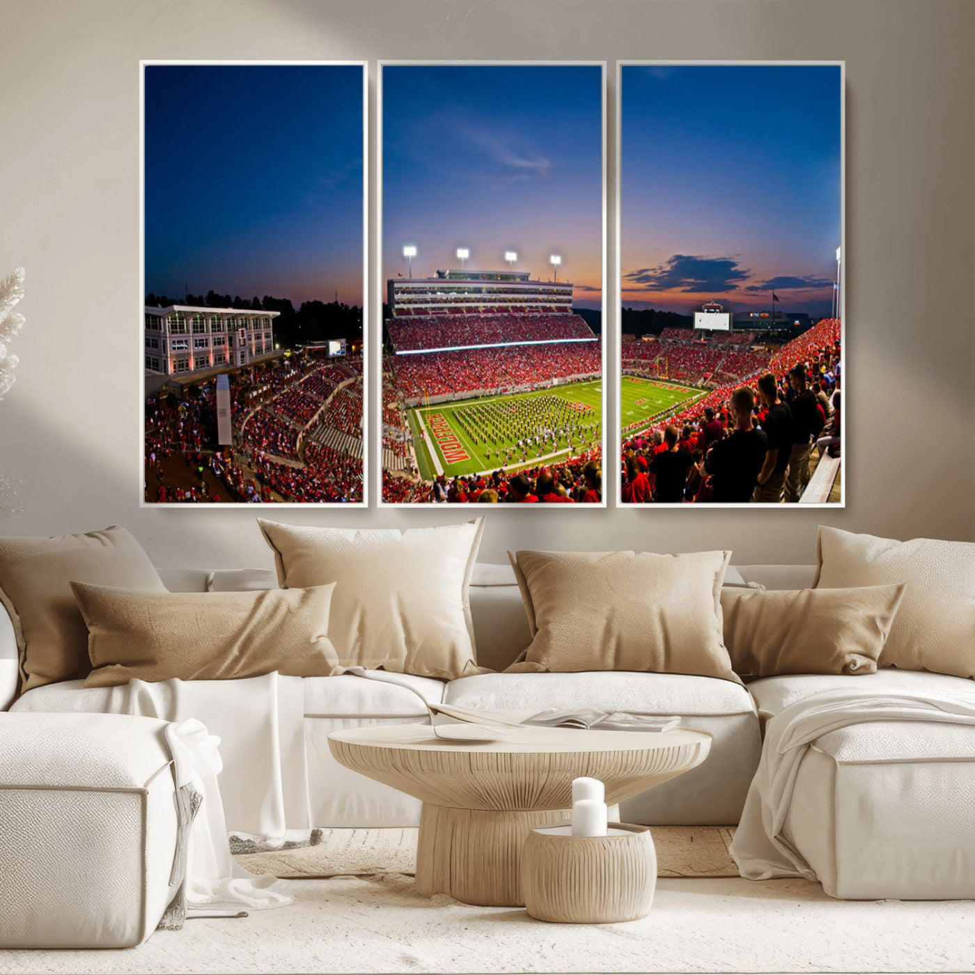 MGV-FC-48X32-3P - NC State Wolfpack Football Team Print - Raleigh Carter-Finley Stadium Wall Art Canvas Print