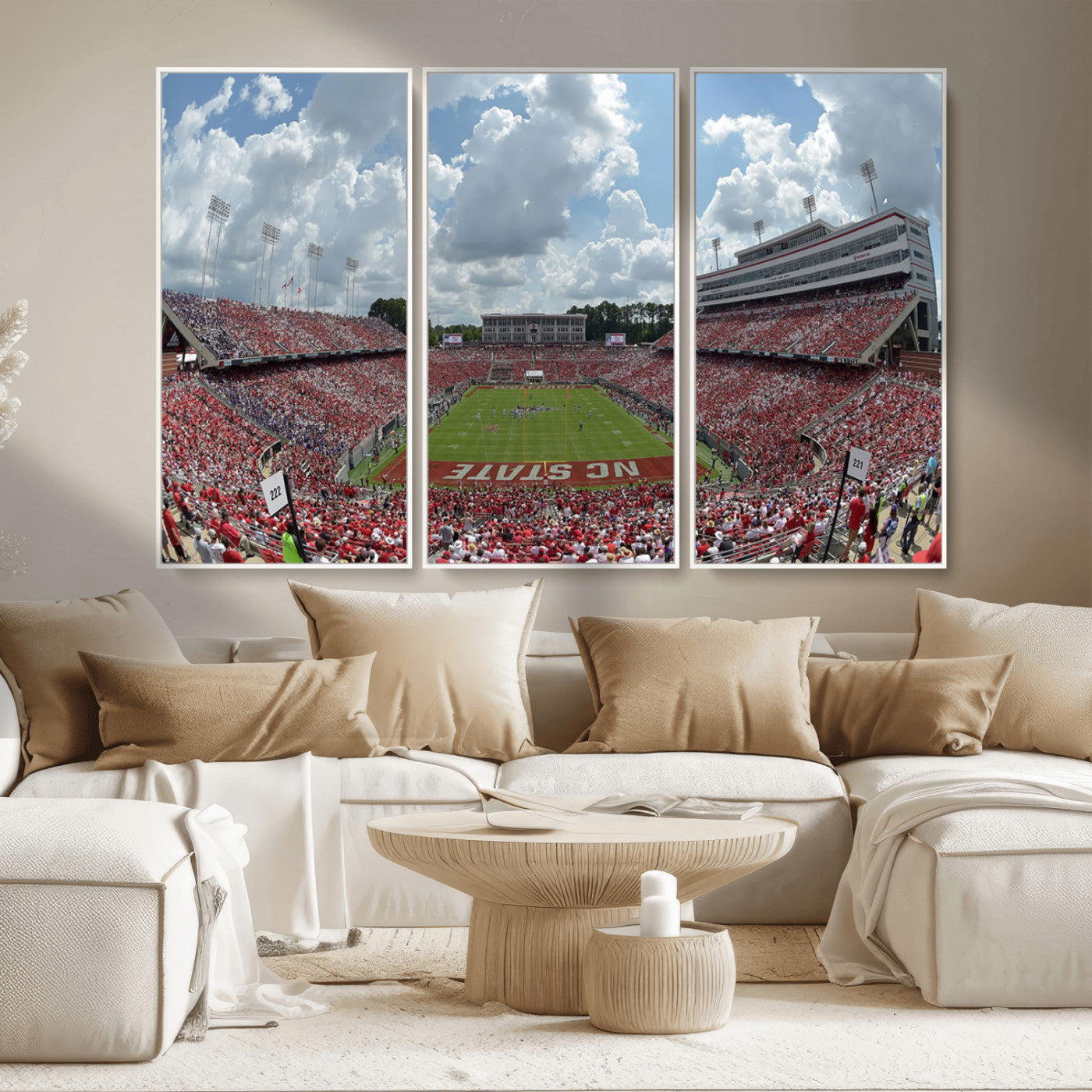 MGV-FC-48X32-3P - NC State Wolfpack Football Team Print Canvas- Raleigh Carter-Finley Stadium Wall Art Canvas Print