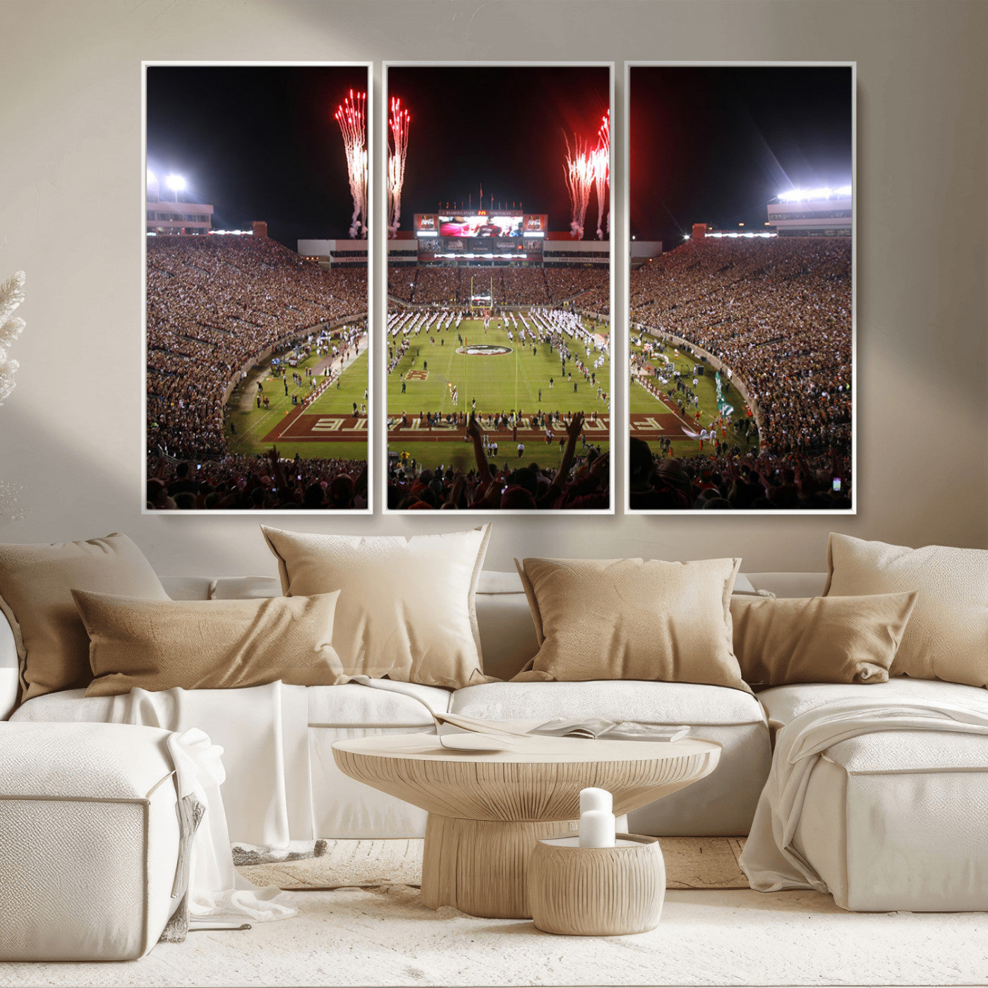 MGV-FC-48X32-3P - Framed Florida State Seminoles Football Team Print - Tallahassee Doak Campbell Stadium Wall Art