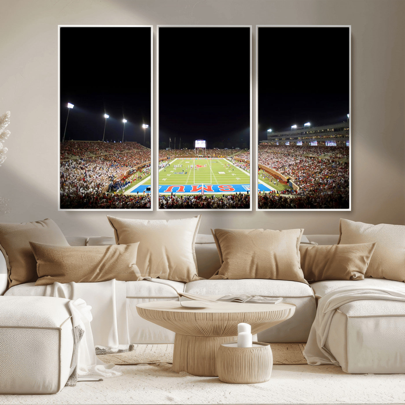 MGV-FC-48X32-3P - SMU Mustangs Football Team Print - Dallas Gerald J. Ford Stadium Wall Art Canvas Print