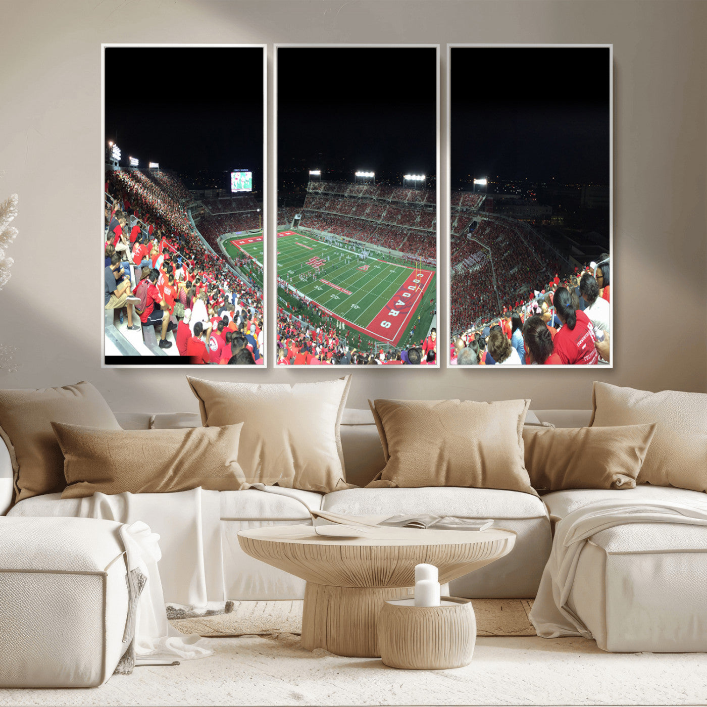 MGV-FC-48X32-3P - Houston Cougars Football Team Print - Houston TDECU Stadium Wall Art Canvas Print