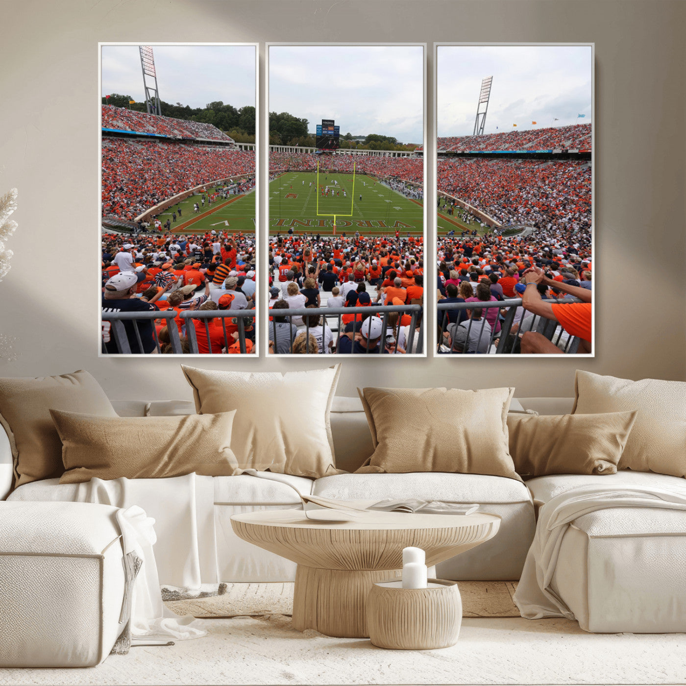 MGV-FC-48X32-3P - Virginia Cavaliers Football Team Print - Charlottesville Scott Stadium Print Wall Art Canvas