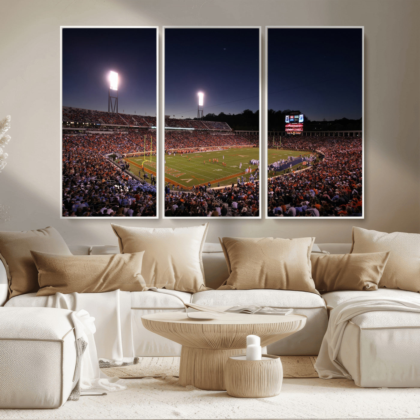 MGV-FC-48X32-3P - Virginia Cavaliers Football Team Print - Charlottesville Scott Stadium Canvas Print Wall Art