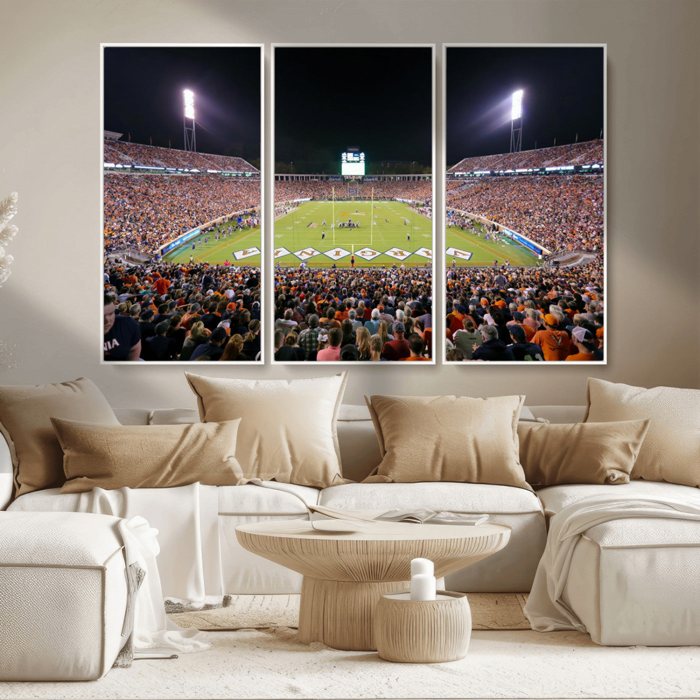 MGV-FC-48X32-3P - Virginia Cavaliers Football Team Print - Charlottesville Scott Stadium Wall Art Canvas Print