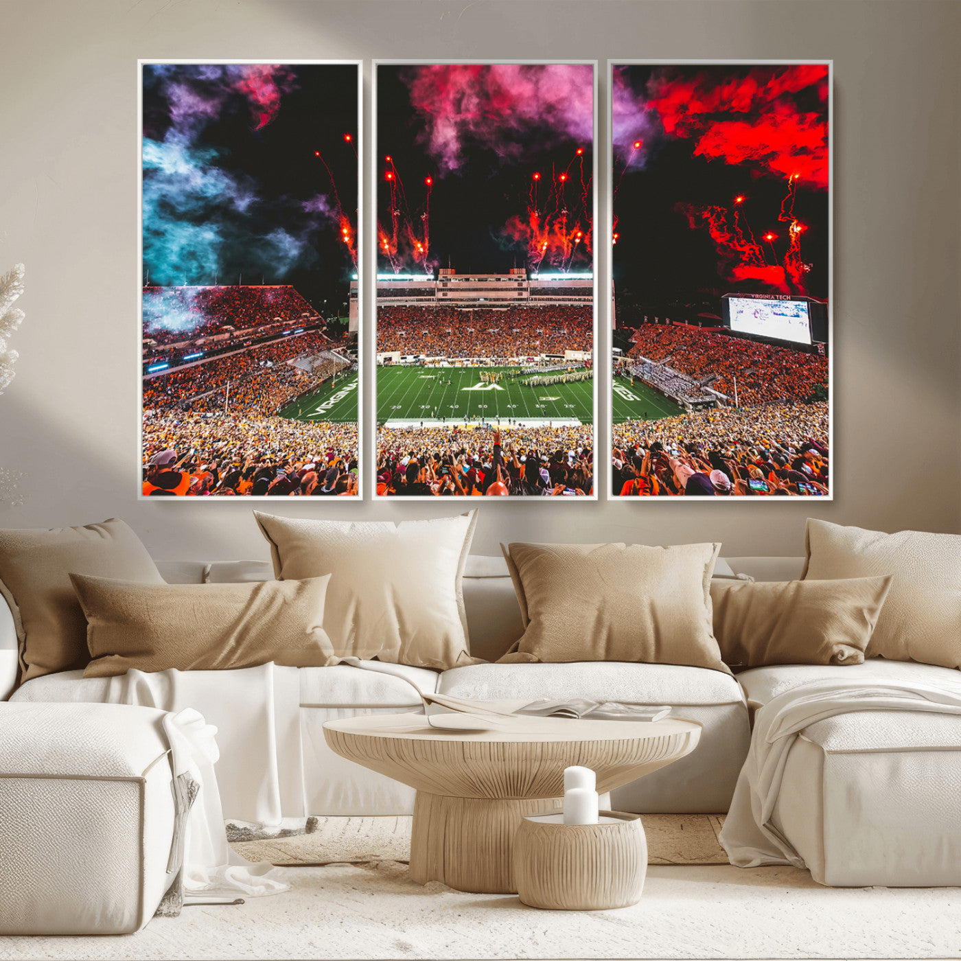 MGV-FC-48X32-3P - Virginia Tech Hokies Football Team Print - Blacksburg Lane Stadium Wall Art Canvas Print