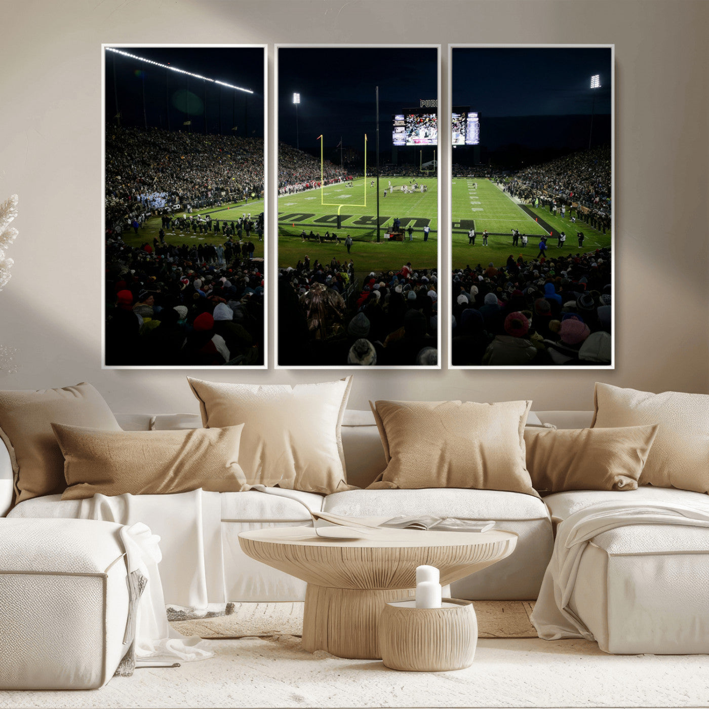 MGV-FC-48X32-3P - Purdue Boilermakers Football Team Print - West Lafayette Ross–Ade Stadium Wall Art Canvas Print