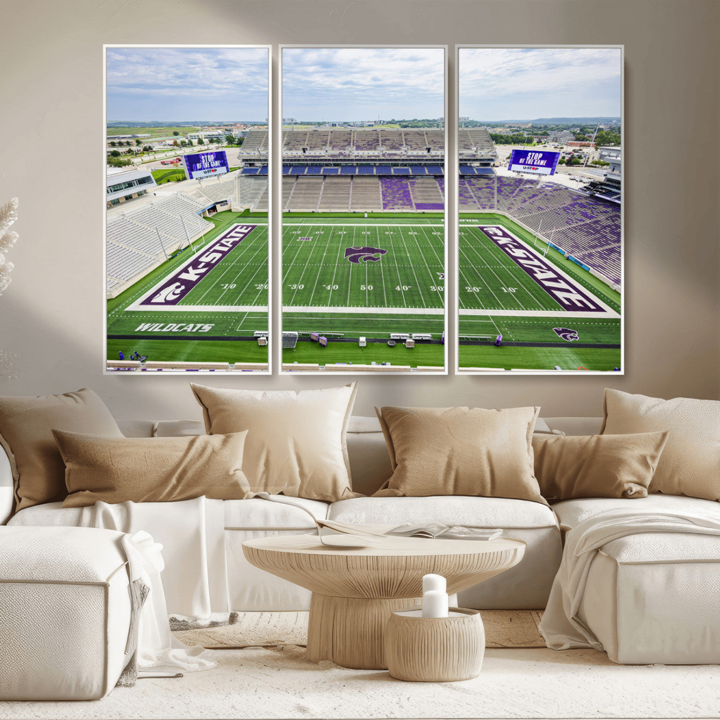 MGV-FC-48X32-3P - KState Wildcats Football Team Print - Manhattan Bill Snyder Family Football Stadium Wall Art Canvas