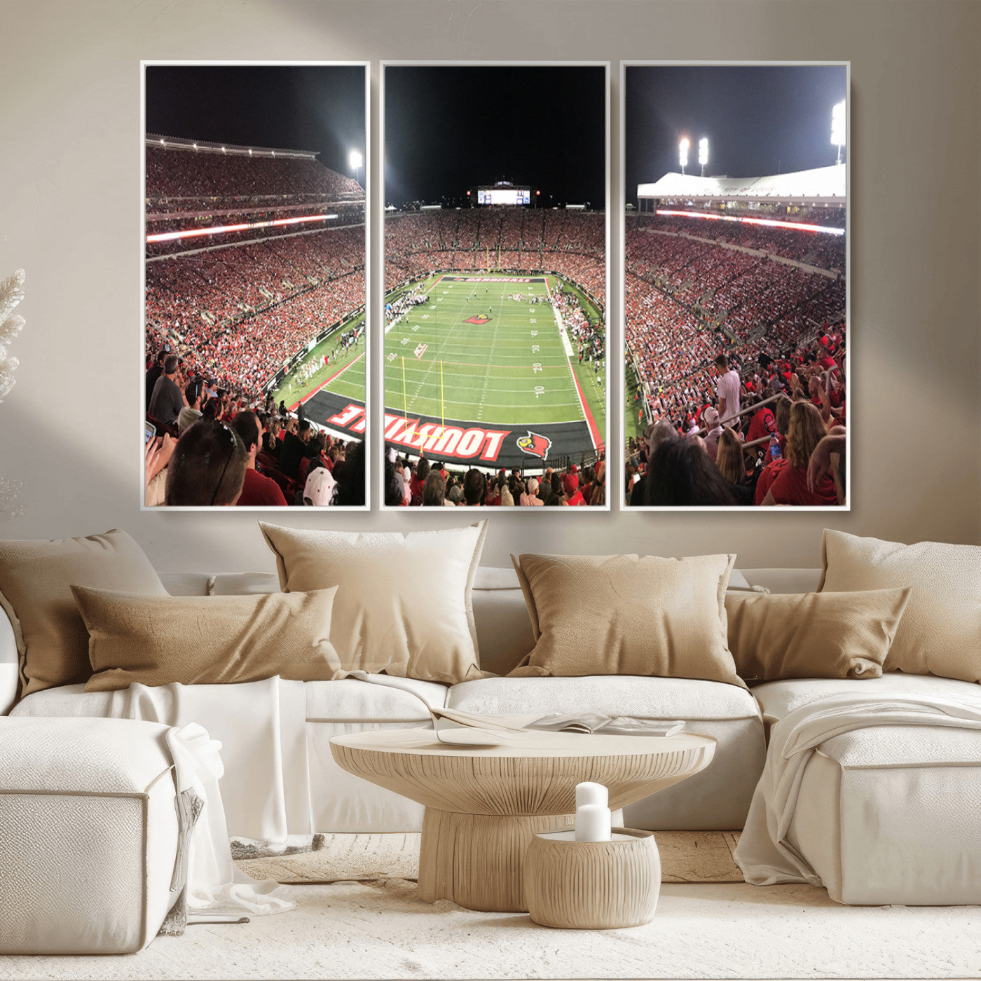 MGV-FC-48X32-3P - University of Louisville Cardinals Football Team Print - Louisville Cardinal Stadium Wall Art Canvas
