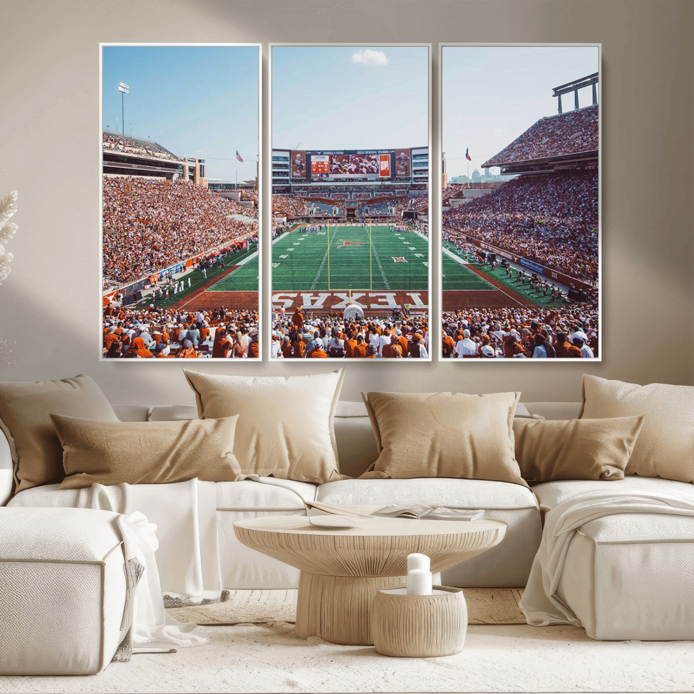 MGV-FC-48X32-3P - Framed Texas Memorial Stadium Canvas, University of Texas Longhorns Football Team Print - Austin