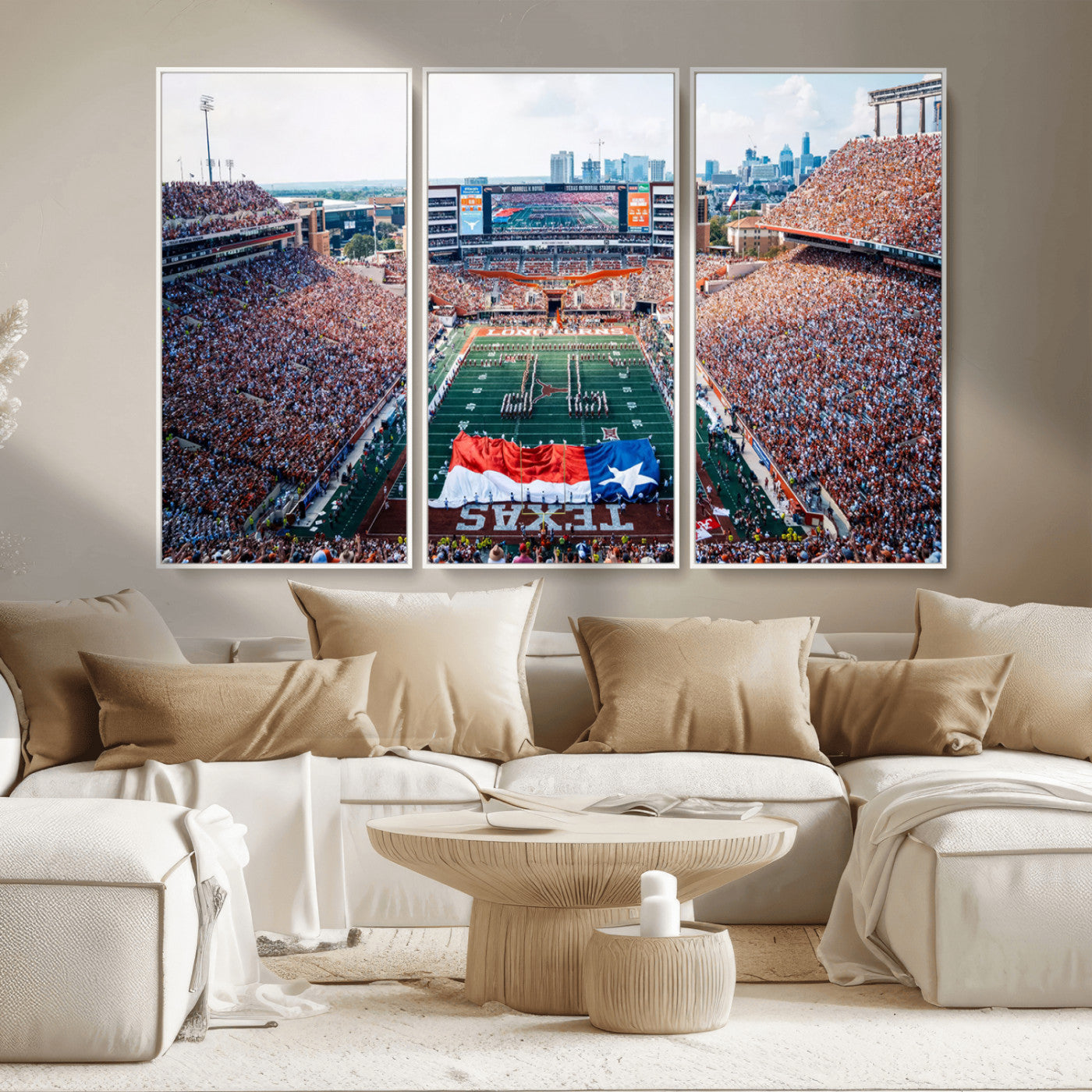 MGV-FC-48X32-3P - University of Texas Longhorns Football Team Canvas Print - Austin Darrell K Royal-Texas Memorial