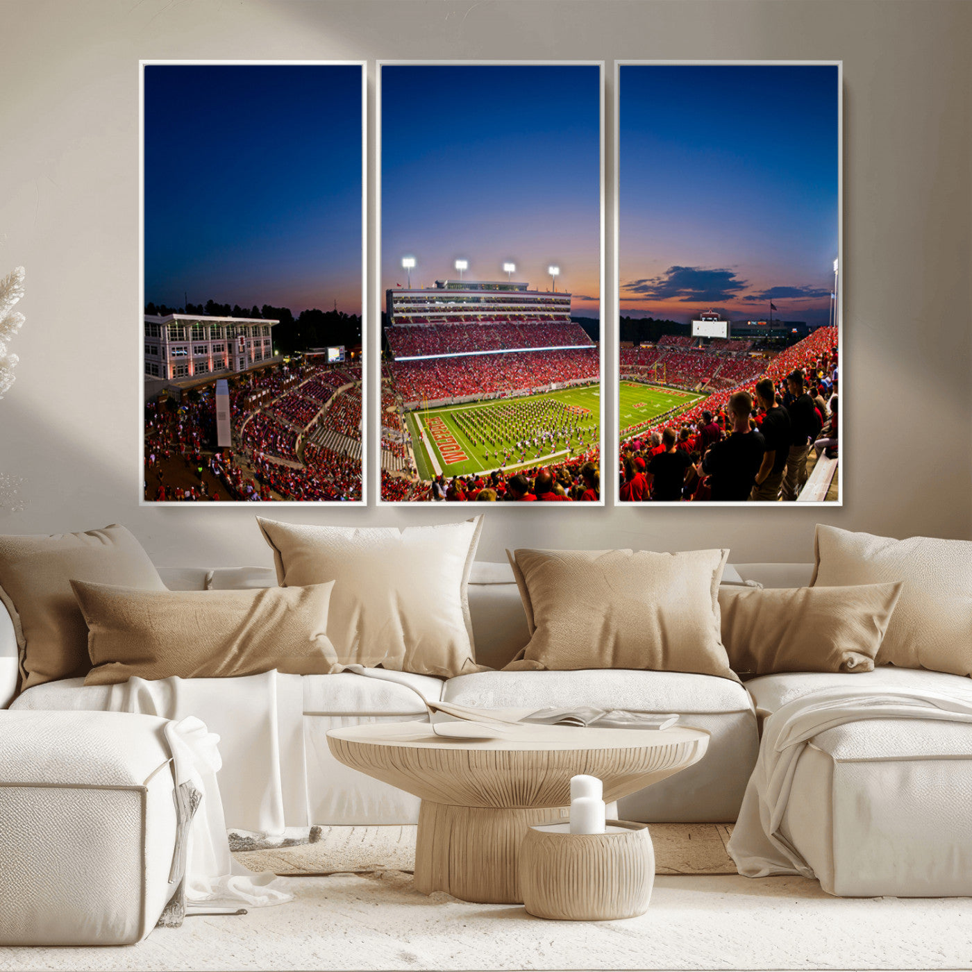 MGV-FC-48X32-3P - Wolfpack Football Team Wall Art Print - Raleigh Carter-Finley Stadium Wall Art Canvas Print