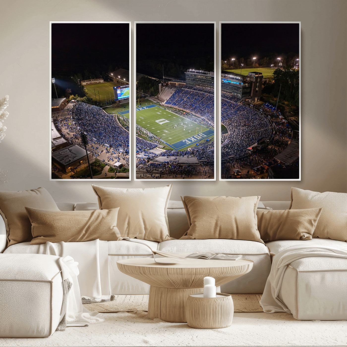MGV-FC-48X32-3P - Duke University Blue Devils Football Print Canvas - Durham Wallace Wade Stadium Wall Art Canvas