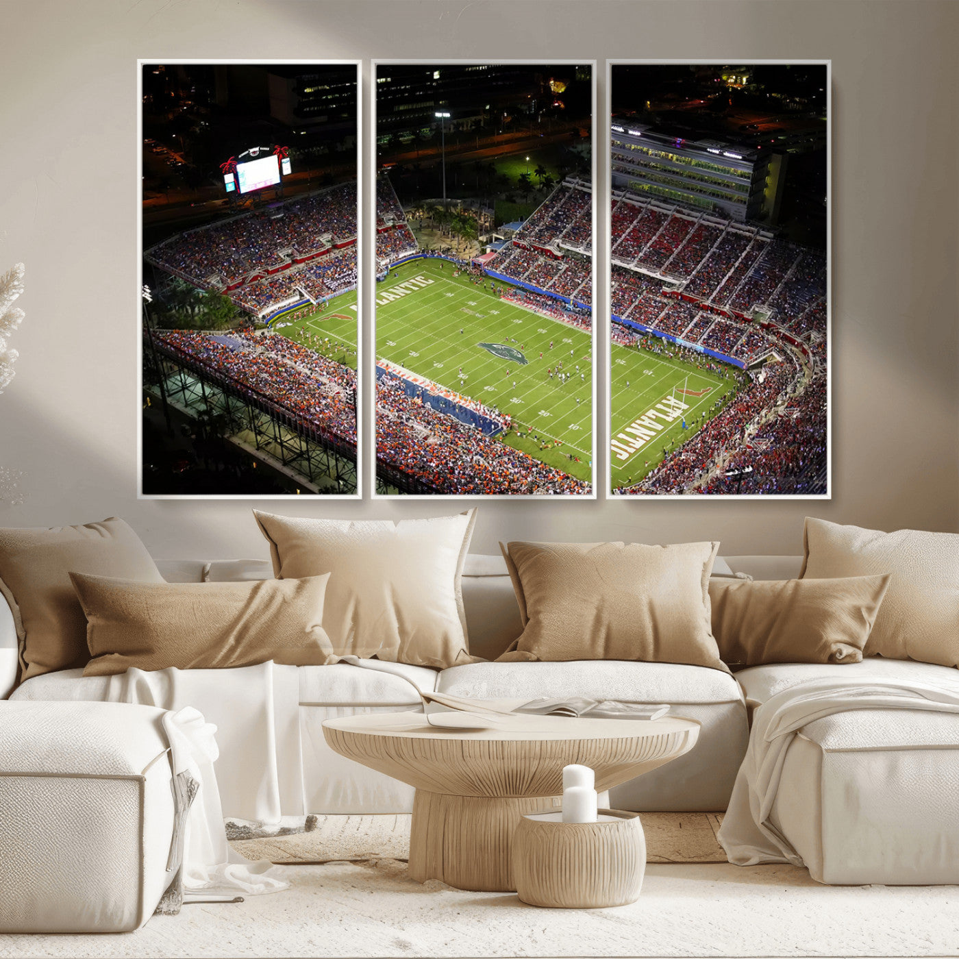MGV-FC-48X32-3P - Florida Atlantic University Owls Canvas Print, Football Team Print - Boca Raton FAU Stadium Wall Art