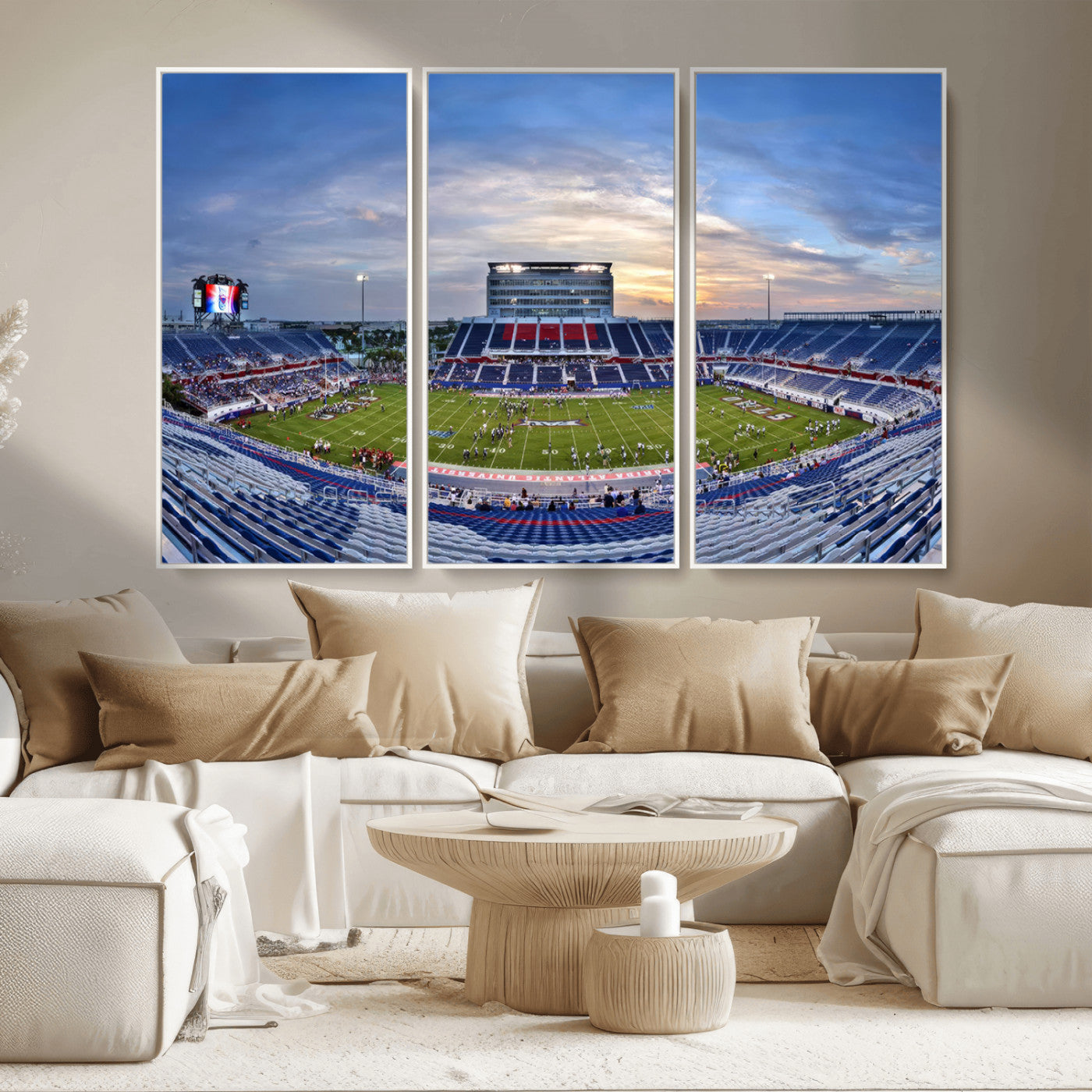 MGV-FC-48X32-3P - Florida Atlantic University Owls Football Team Print - Boca Raton FAU Stadium Wall Art Canvas Print