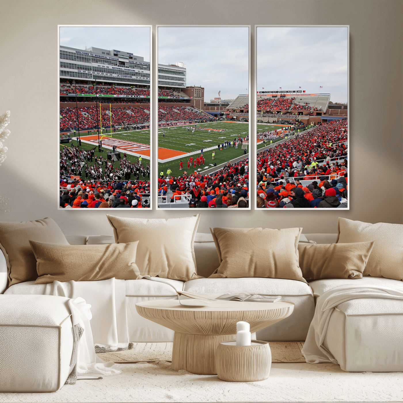 MGV-FC-48X32-3P - University of Illinois Fighting Illini Football Team Print - Champaign Illinois Memorial Stadium