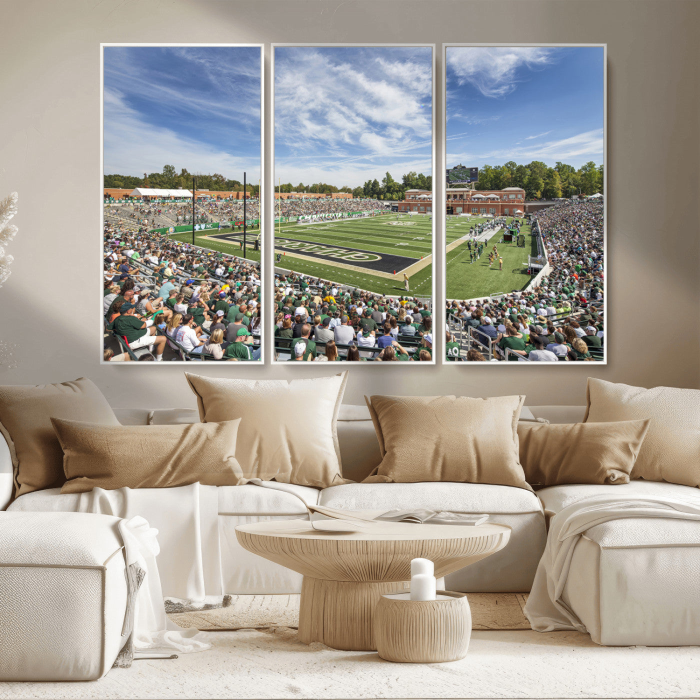 MGV-FC-48X32-3P - University of Charlotte 49ers Football Team Print - Charlotte Jerry Richardson Stadium Canvas Print