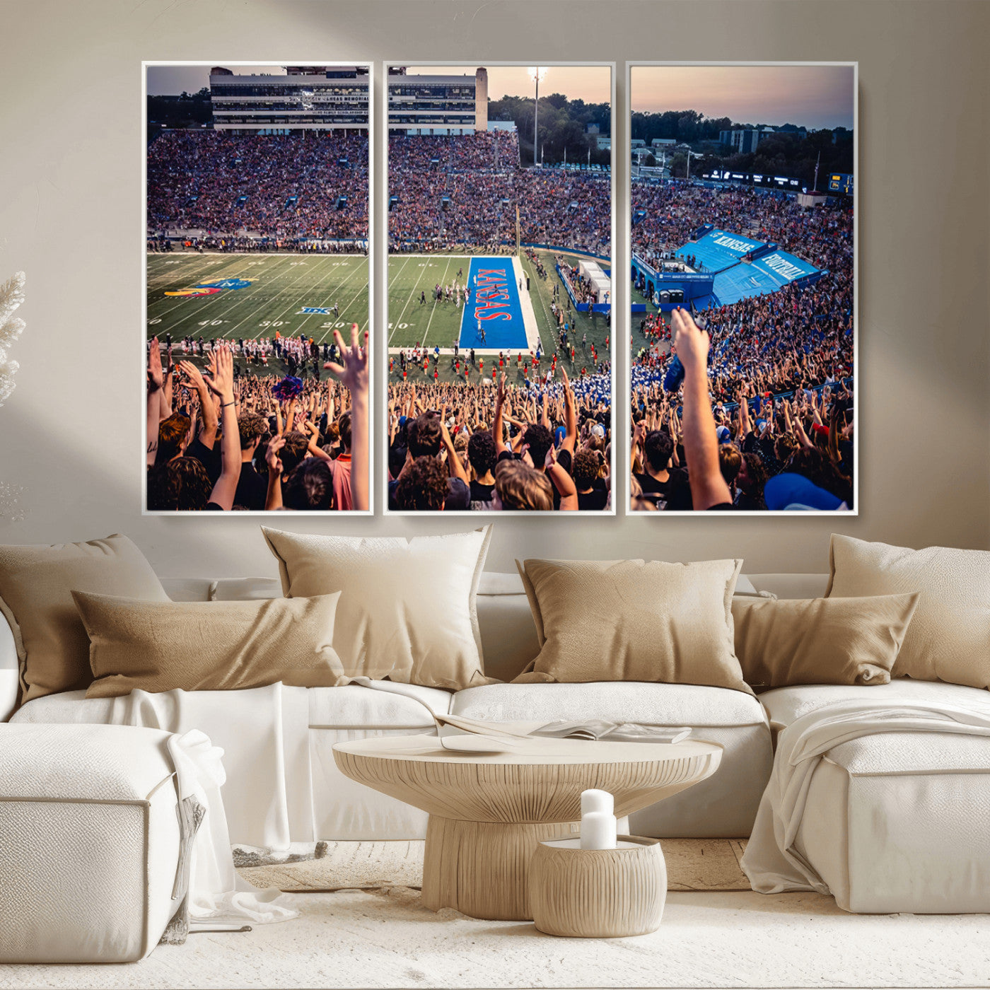MGV-FC-48X32-3P - University of Kansas Jayhawks Football Team Art Print - Lawrence Kansas Memorial Stadium Wall Art