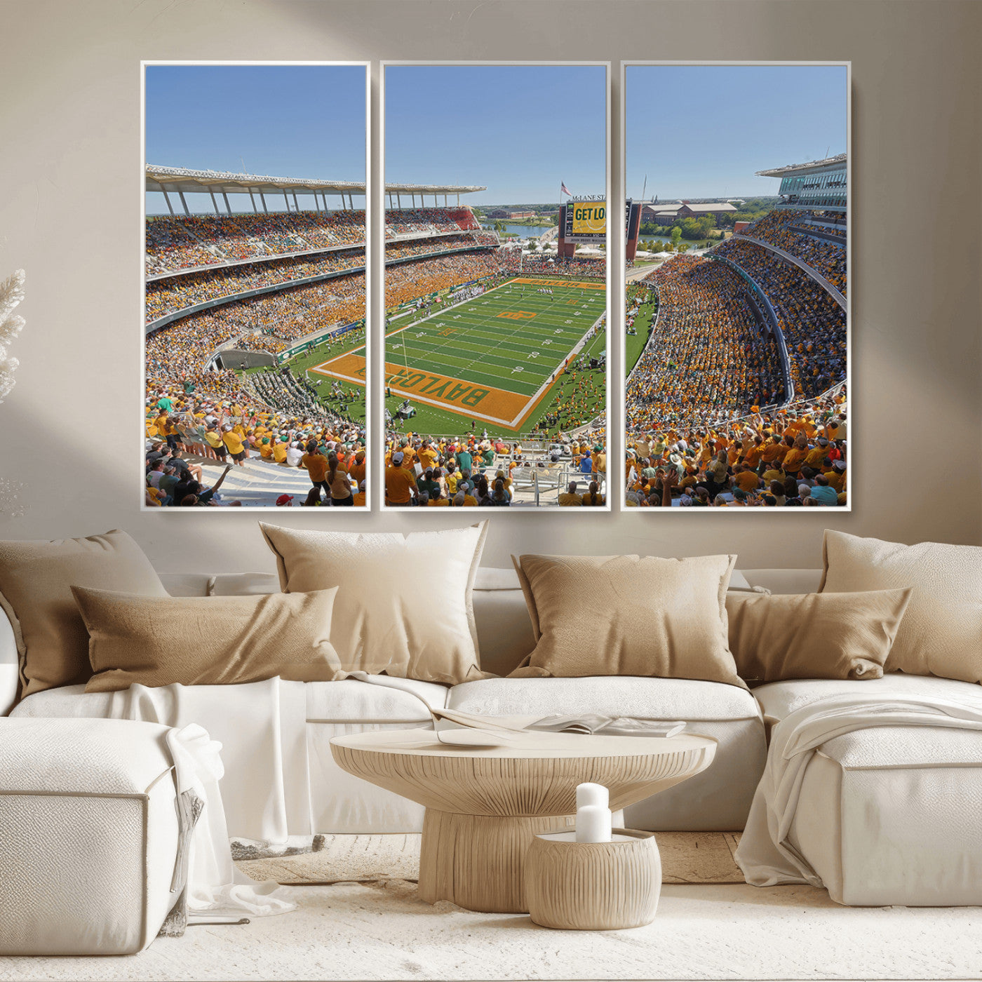 MGV-FC-48X32-3P - Baylor University Bears Football Team Print - Waco McLane Stadium Wall Art Canvas Print