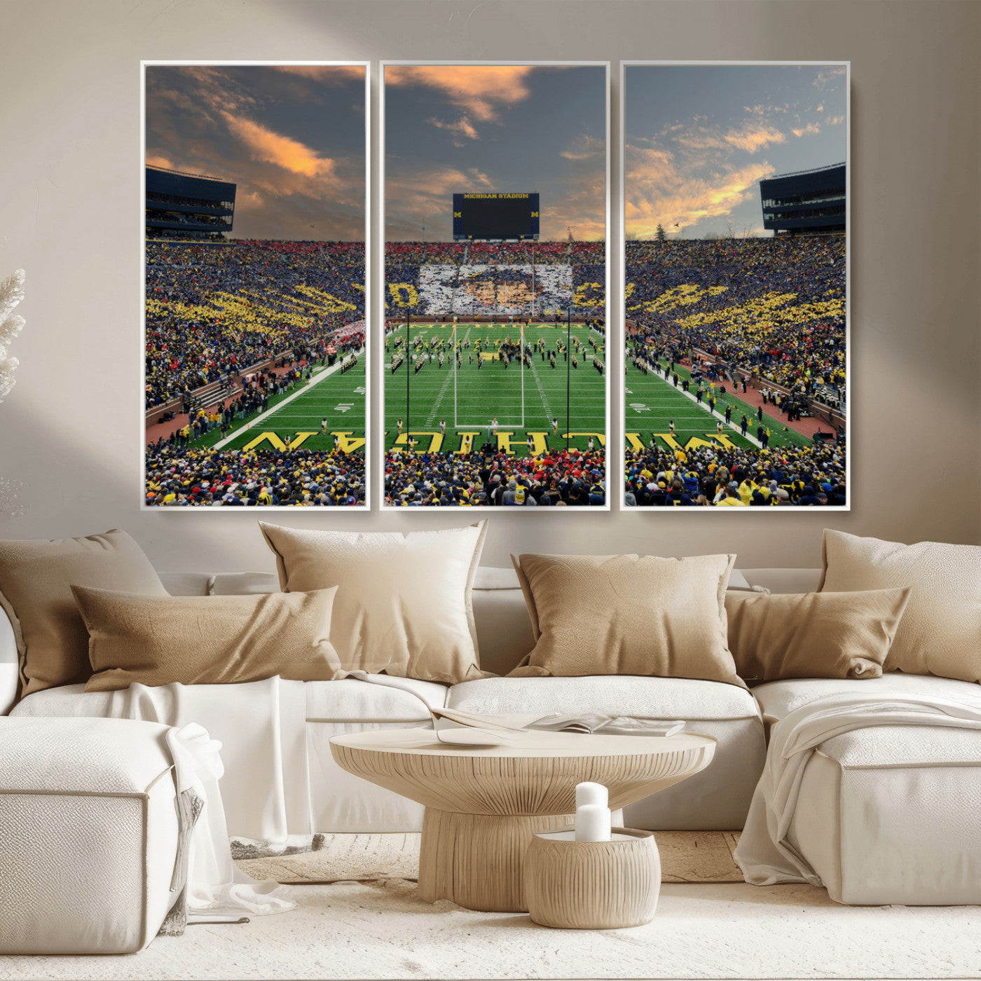 MGV-FC-48X32-3P - University of Michigan Wolverines Print Canvas, Football Team Print - Ann Arbor Michigan Stadium