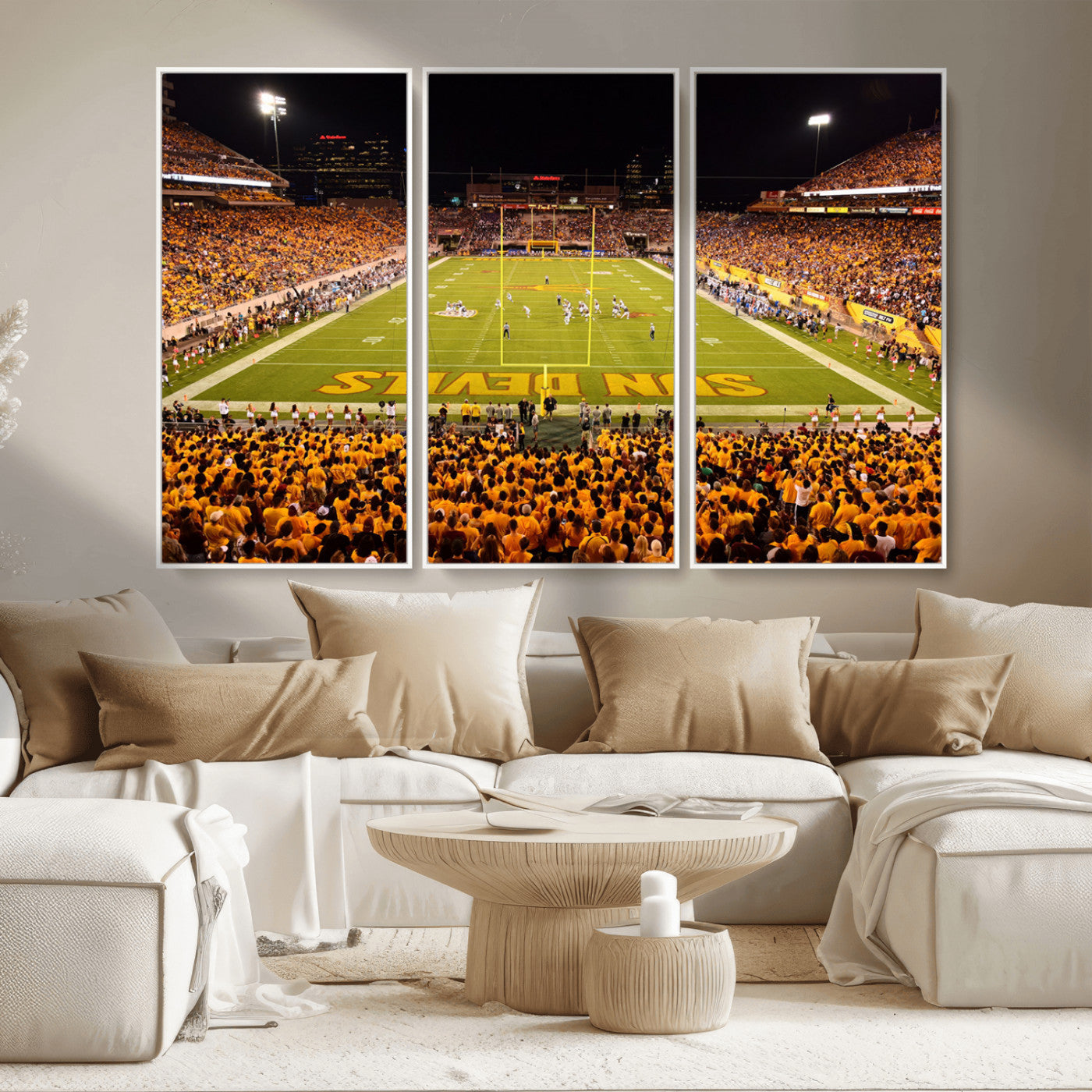 MGV-FC-48X32-3P - ASU Sun Devils Football Team Print - Phoenix Mountain America Stadium Wall Art Canvas Print