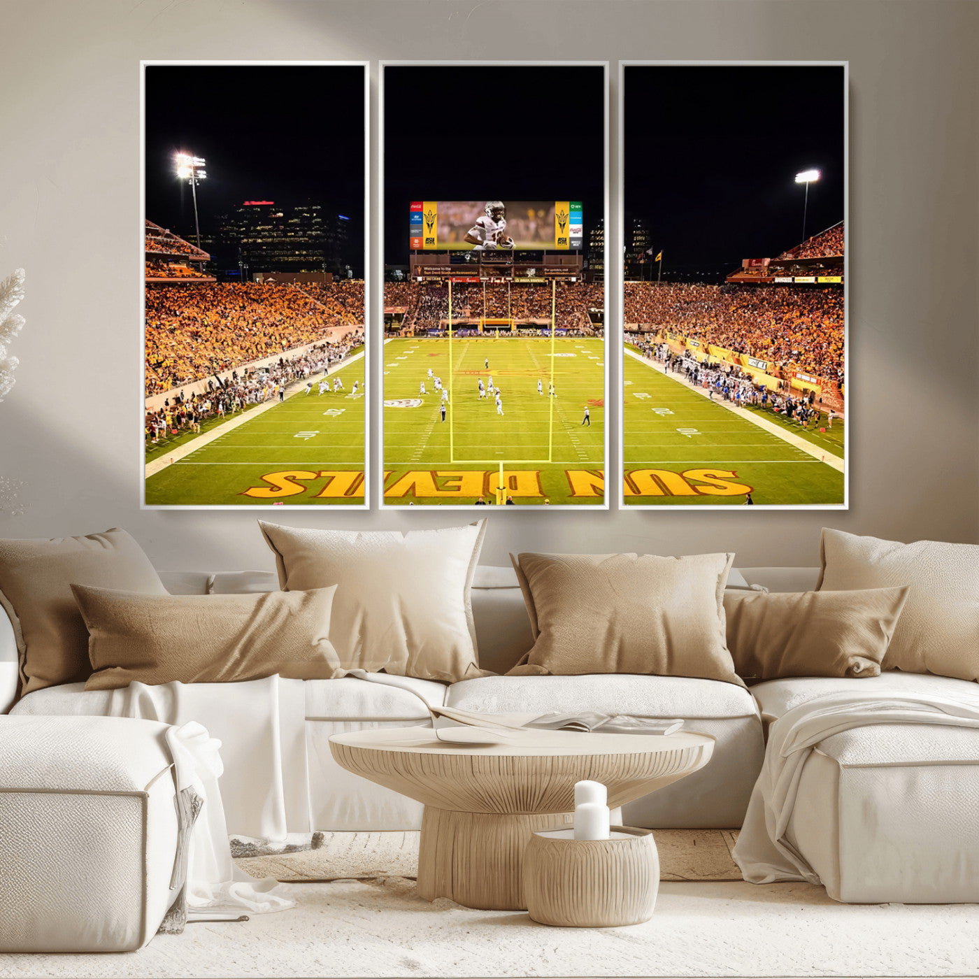 MGV-FC-48X32-3P - ASU Sun Devils Football Team Print - Phoenix Mountain America Stadium Canvas Print