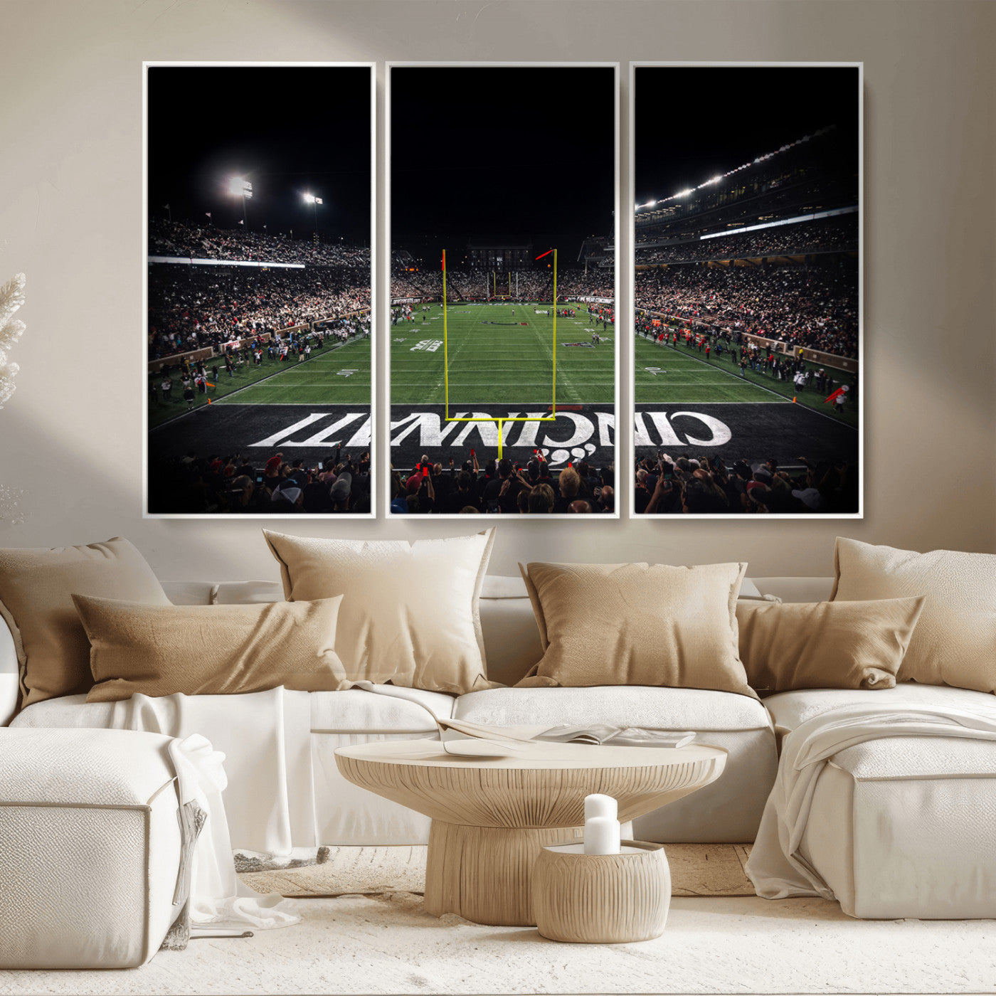 MGV-FC-48X32-3P - Cincinnati Bearcats Football Team Print - Nippert Stadium Wall Art Canvas Print