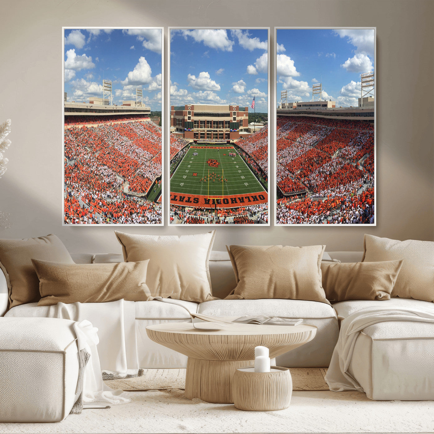 MGV-FC-48X32-3P - Oklahoma State Cowboys Football Team Print - Stillwater Boone Pickens Stadium Wall Art Canvas Print