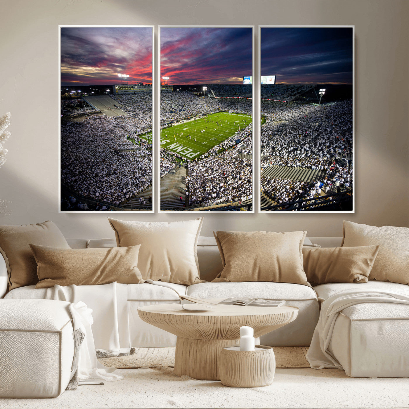MGV-FC-48X32-3P - Penn State Nittany Lions Football Team Print - University Park Beaver Stadium Art Canvas Print