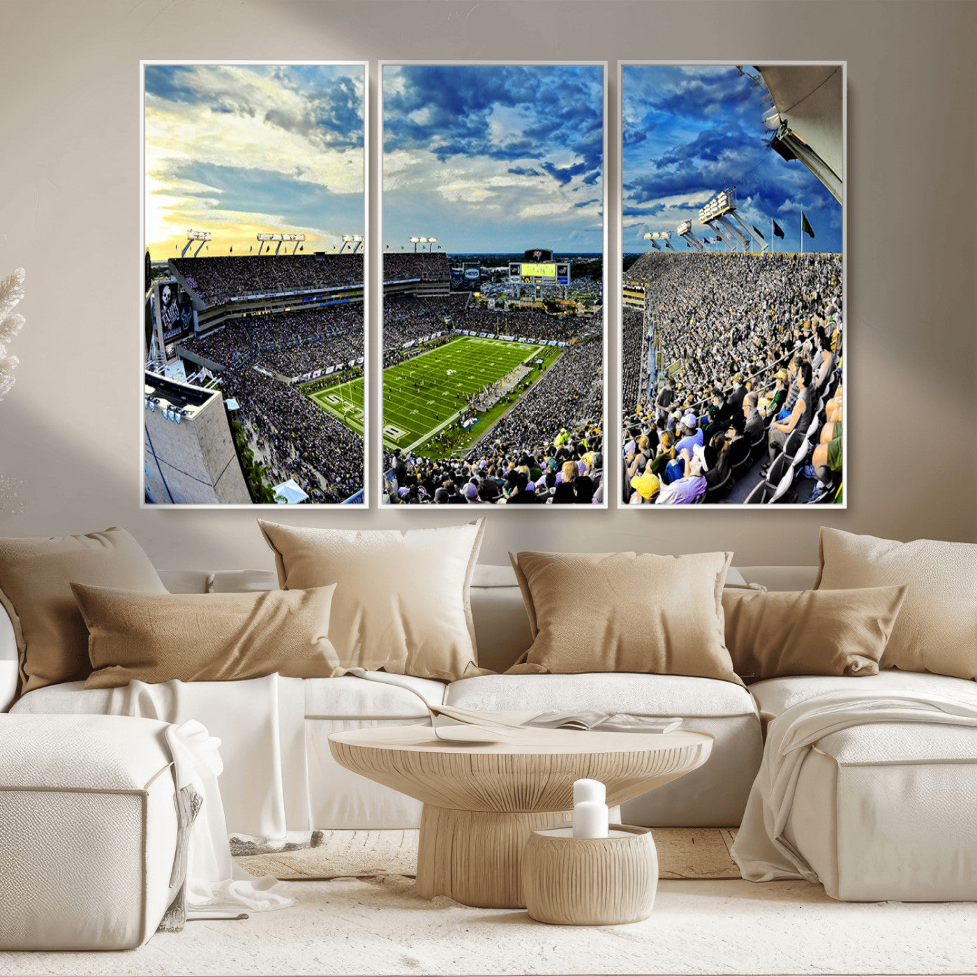 MGV-FC-48X32-3P - Framed USF Bulls Football Team Print - Tampa Raymond James Stadium Wall Art Canvas Print