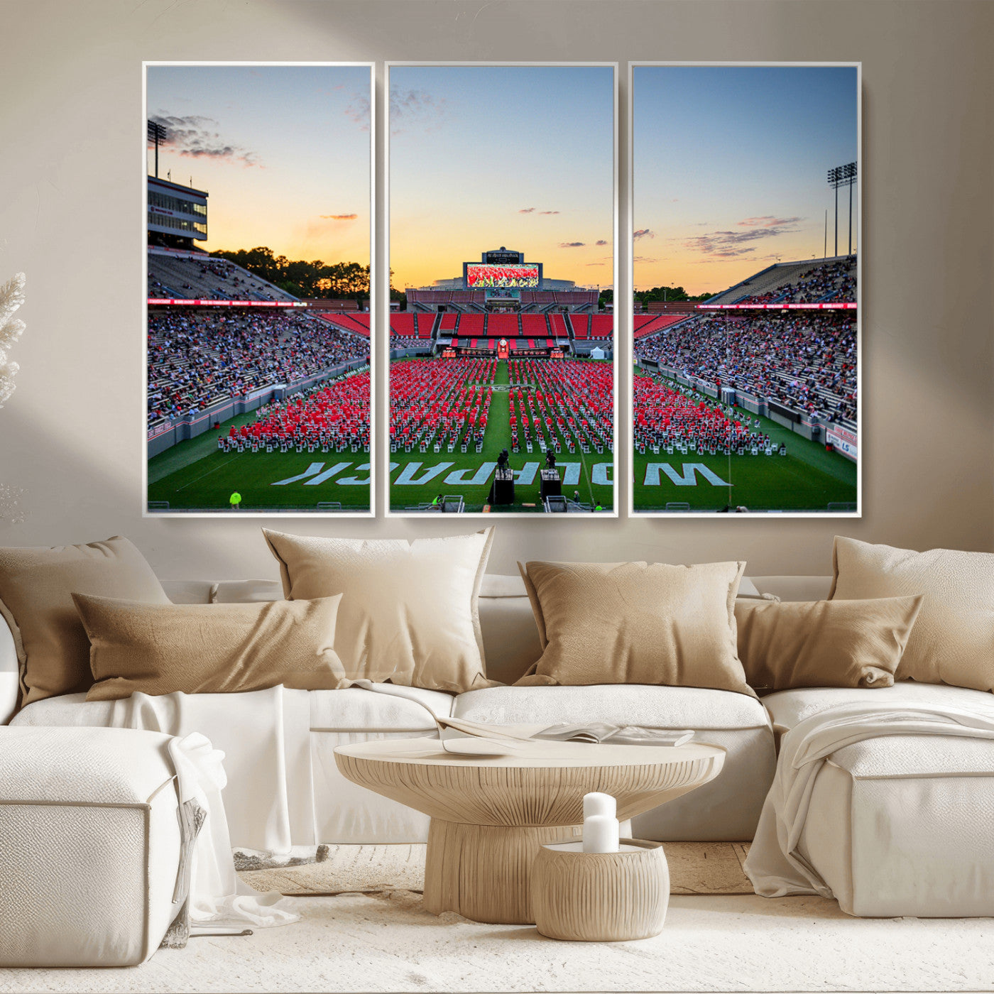 MGV-FC-48X32-3P - NC State Wolfpack Football Team Print Wall Art - Raleigh Carter-Finley Stadium Wall Art Canvas Print