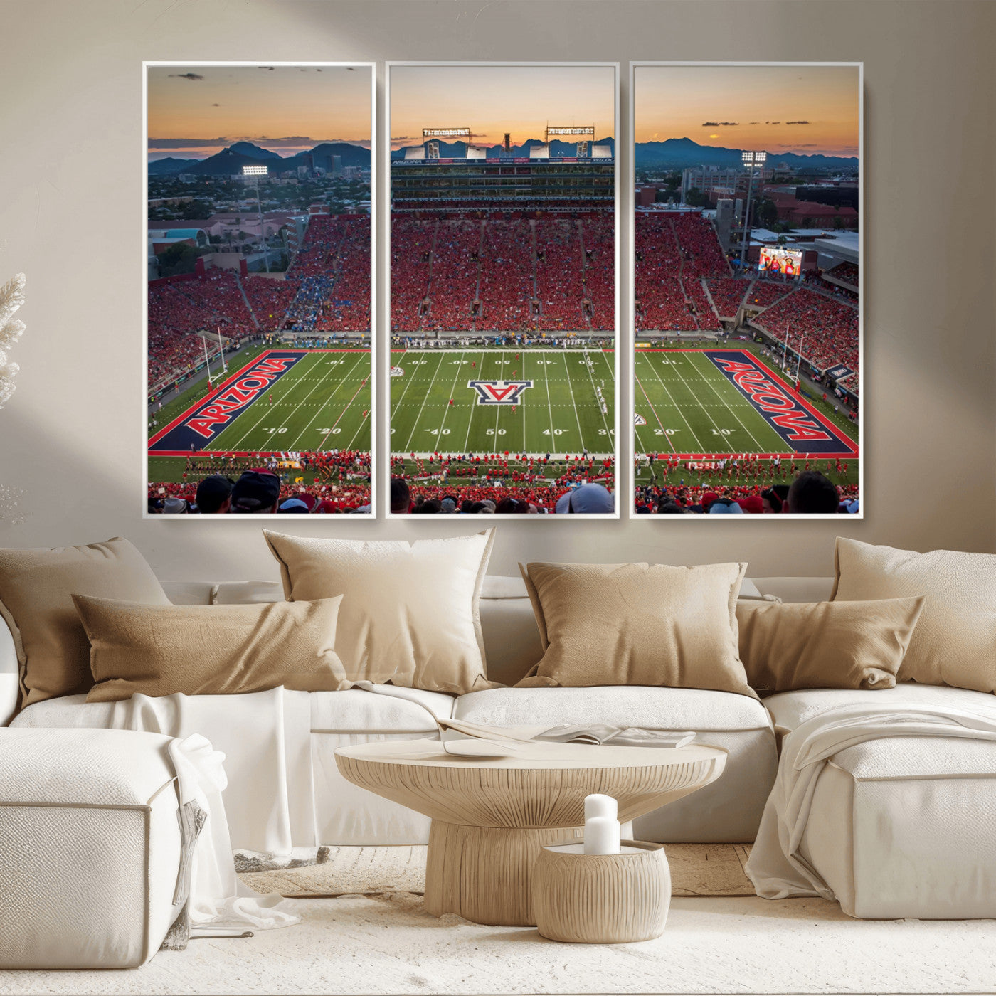 MGV-FC-48X32-3P - Arizona Wildcats Football Team Print - Tucson Arizona Stadium Wall Art Canvas Print