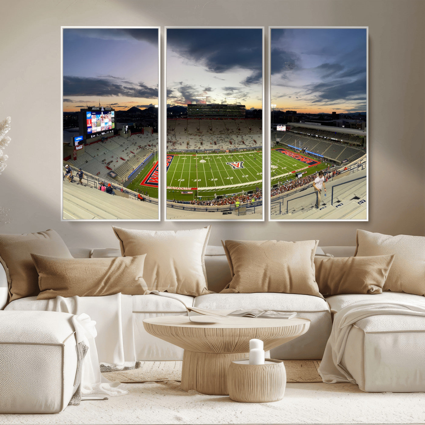 MGV-FC-48X32-3P - Arizona Wildcats Football Team Print - Tucson Arizona Stadium Wall Art Canvas Print
