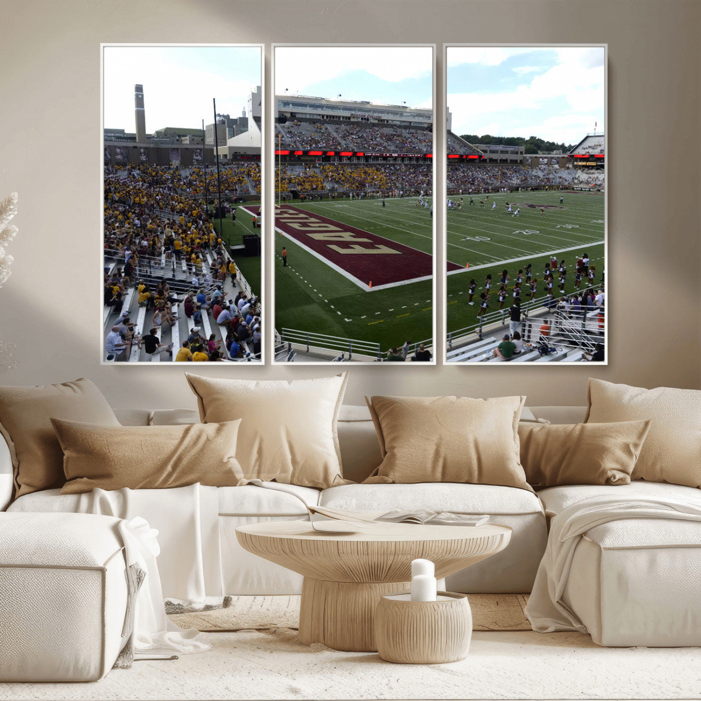 MGV-FC-48X32-3P - Boston College Eagles Football Team Print - Boston Alumni Stadium Wall Art Canvas Print