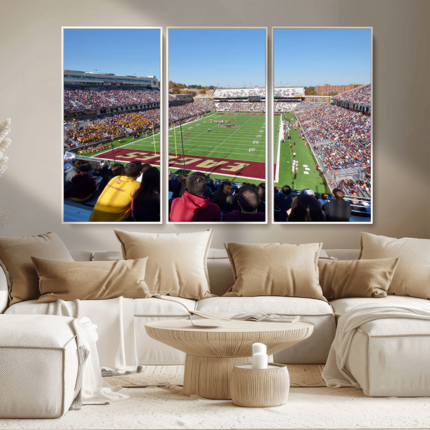 MGV-FC-48X32-3P - Boston College Eagles Football Team Print - Boston Alumni Stadium Wall Art Canvas Print
