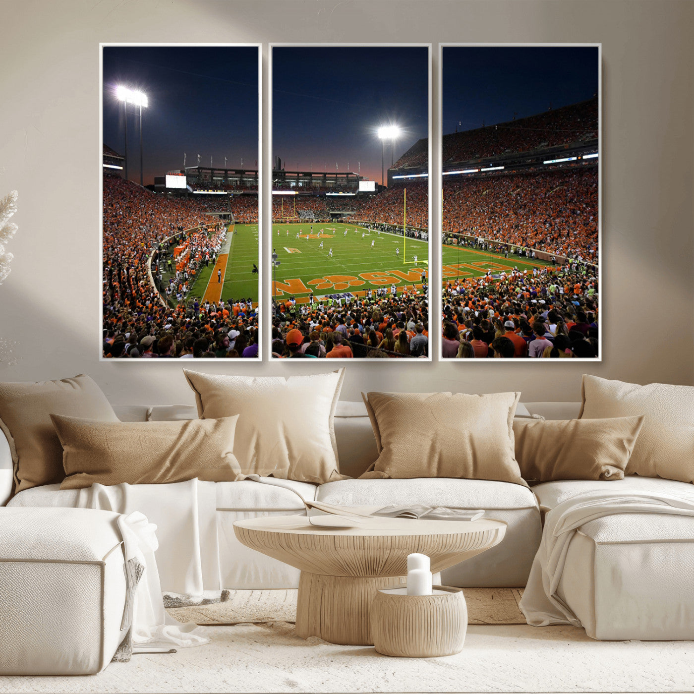 MGV-FC-48X32-3P - Clemson University Tigers Art Print, Football Team Print - Clemson Memorial Stadium Wall Art Canvas