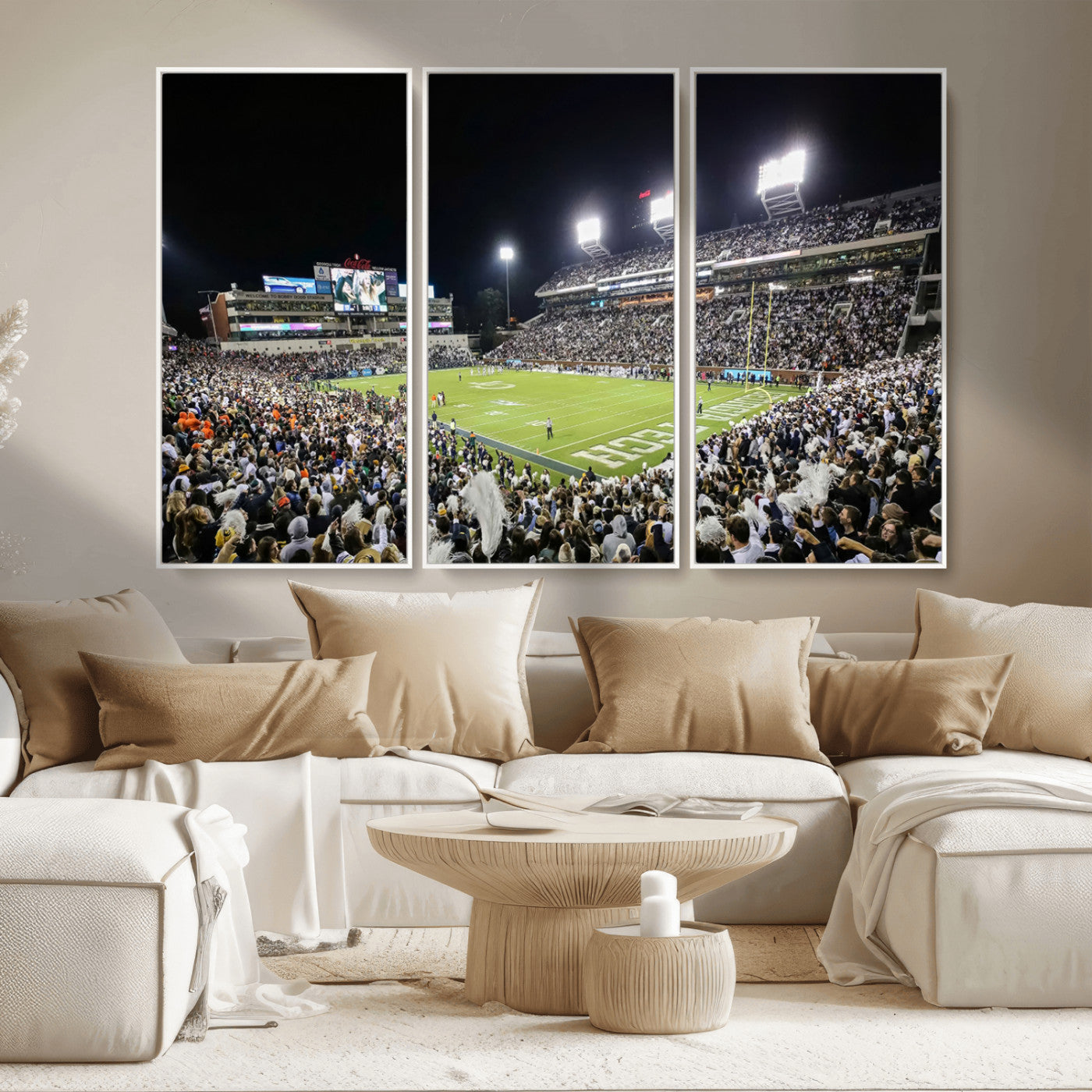 MGV-FC-48X32-3P - Georgia Tech Yellow Jackets Football Team Print - Atlanta Bobby Dodd Stadium Wall Art Canvas Print